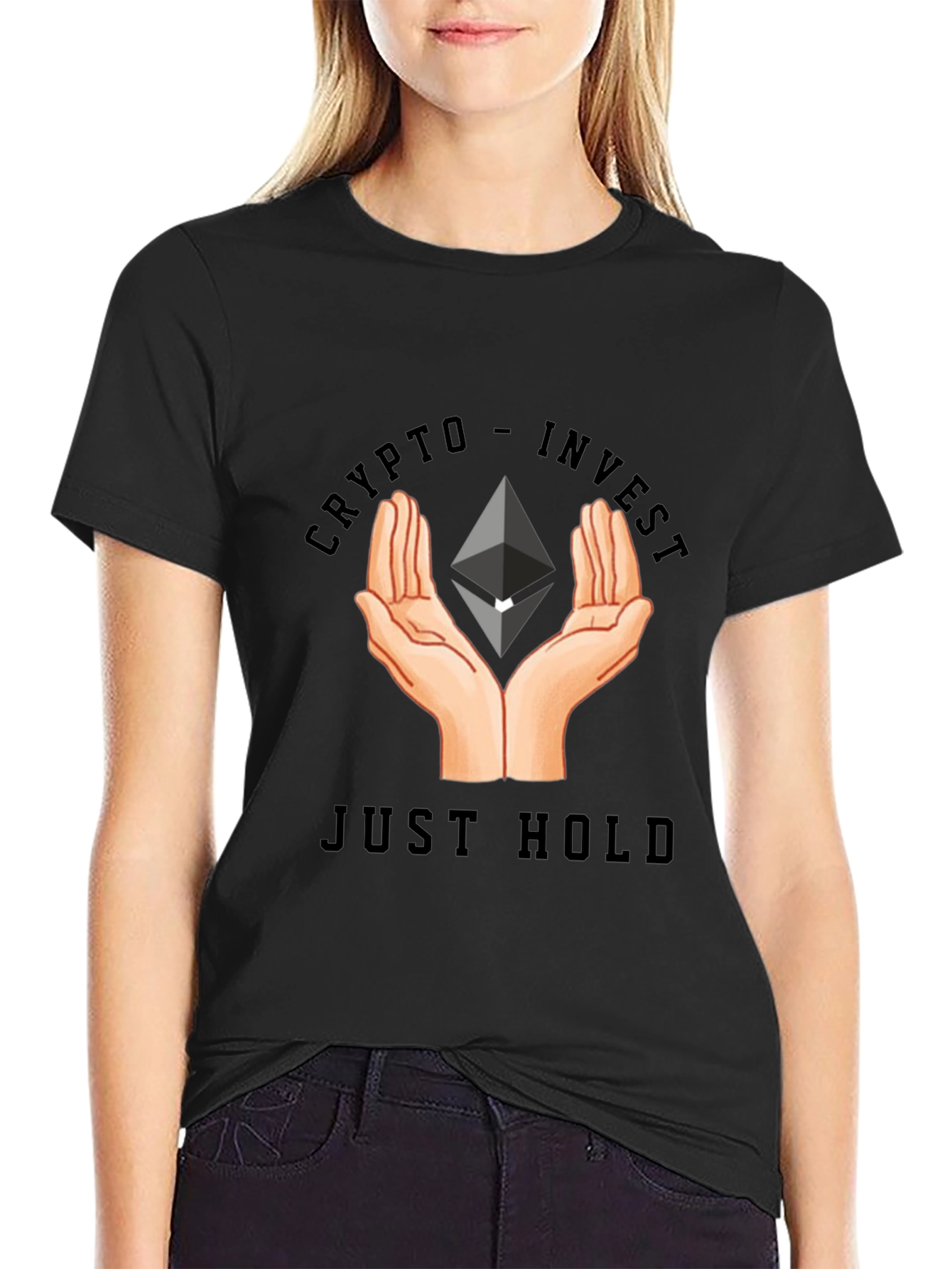 Black Crypto Invest - Just Hold T-Shirt view 2