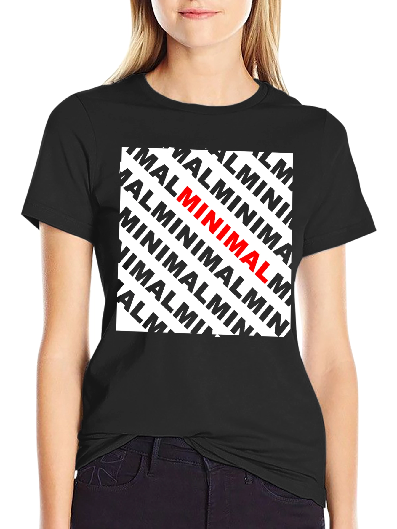 Black Minimalist Graphic Tee - Bold Wordplay T-Shirt view 2