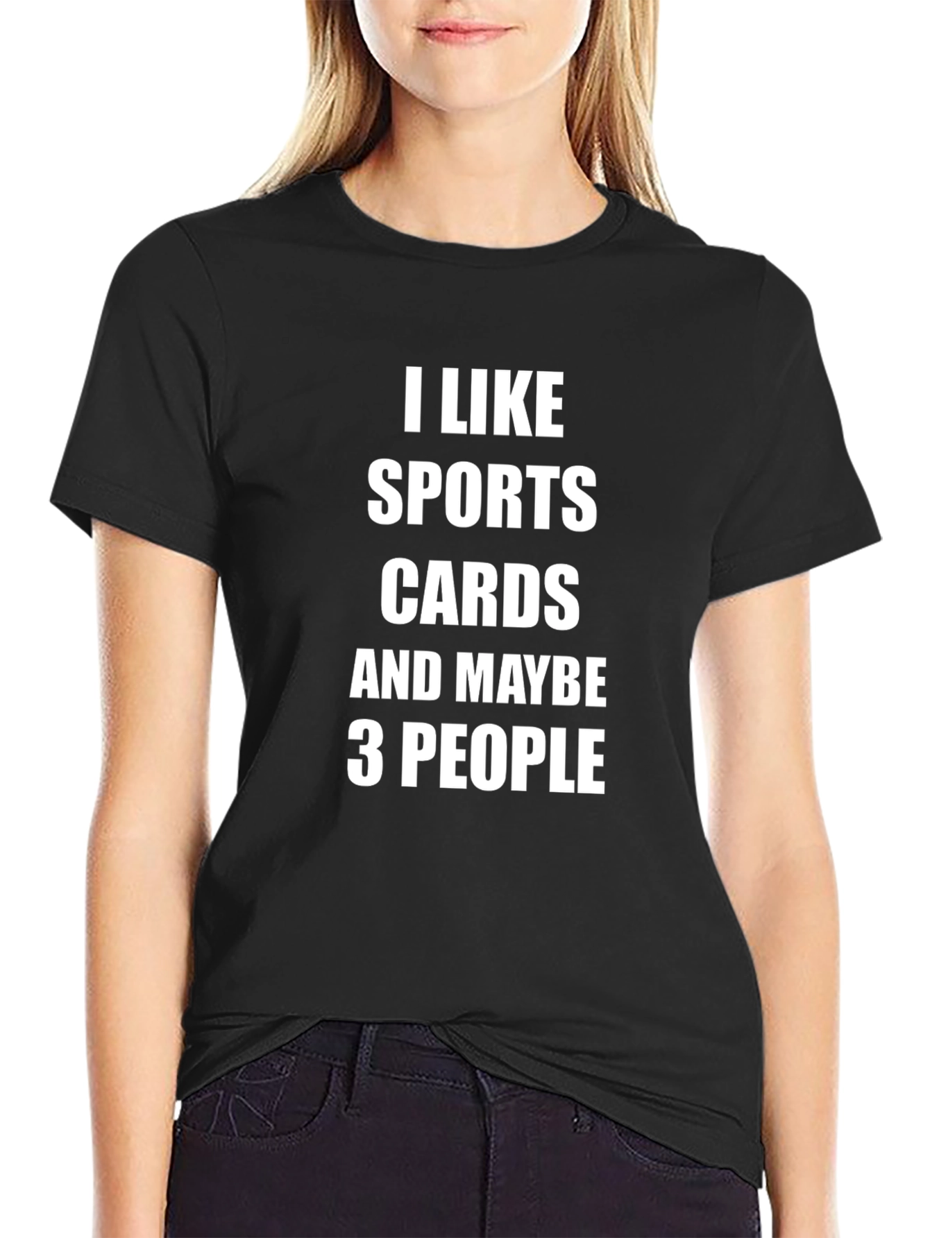 Black Sports Cards T-Shirt: I Like Sports Cards & Maybe 3 People view 2