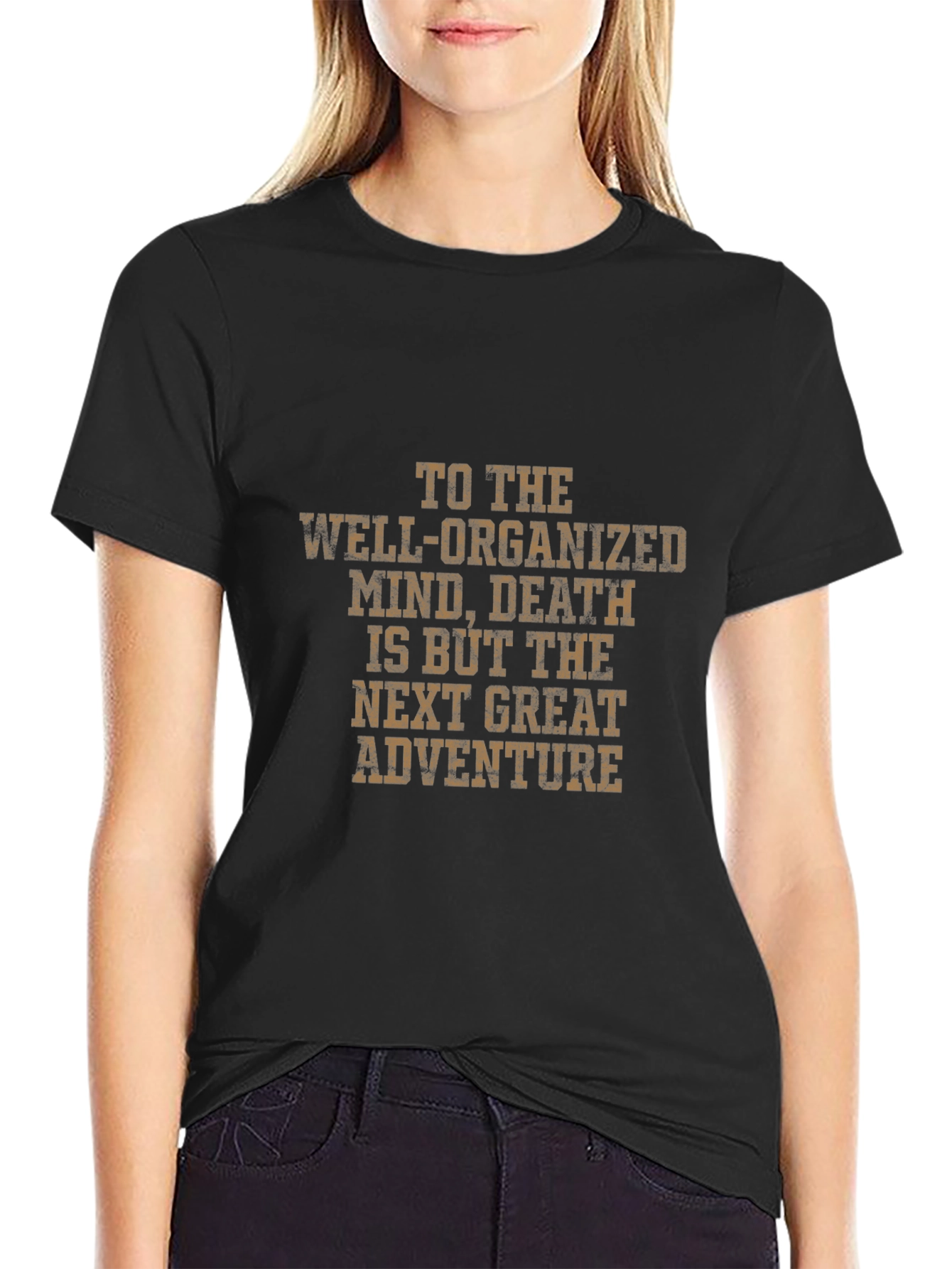 Black Well Organized Mind Death Adventure T-Shirt view 2
