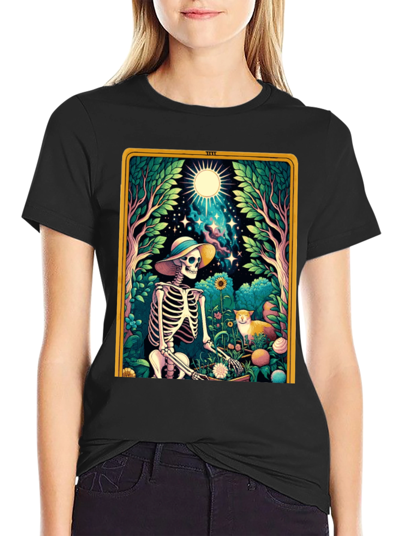 Black Skeleton Gardener Graphic Tee view 2