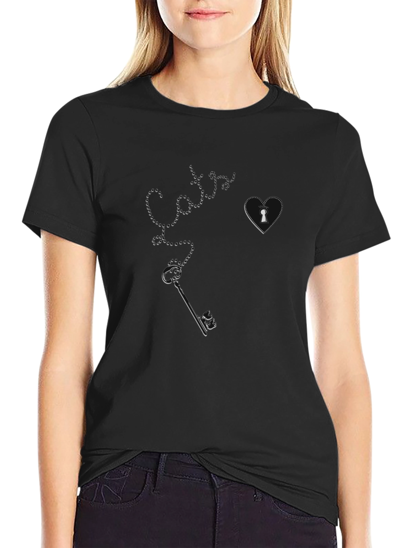 Black Key to My Heart T-Shirt - Stylish Graphic Tee view 2