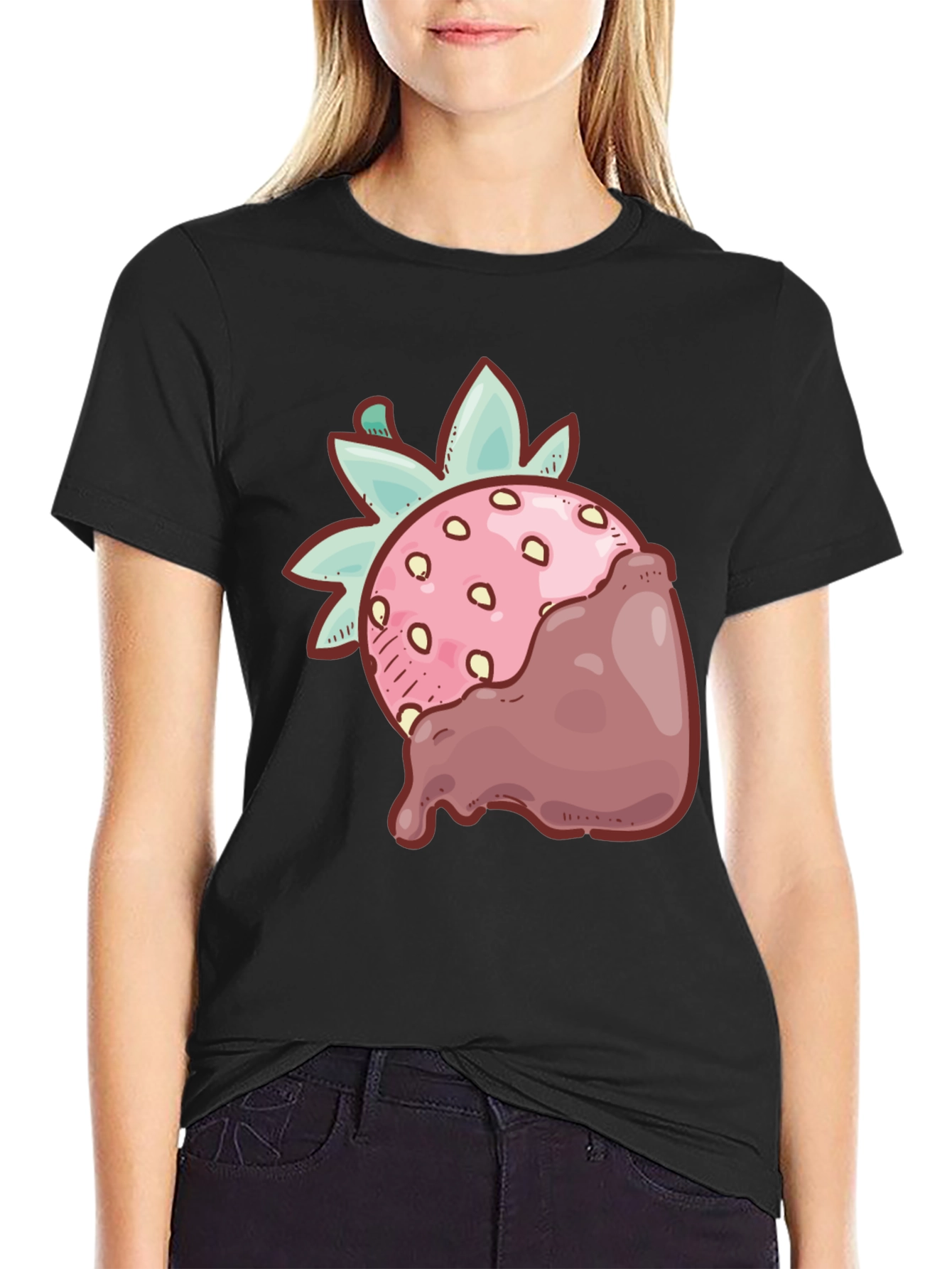 Black Strawberry Chocolate Dipped T-Shirt view 2