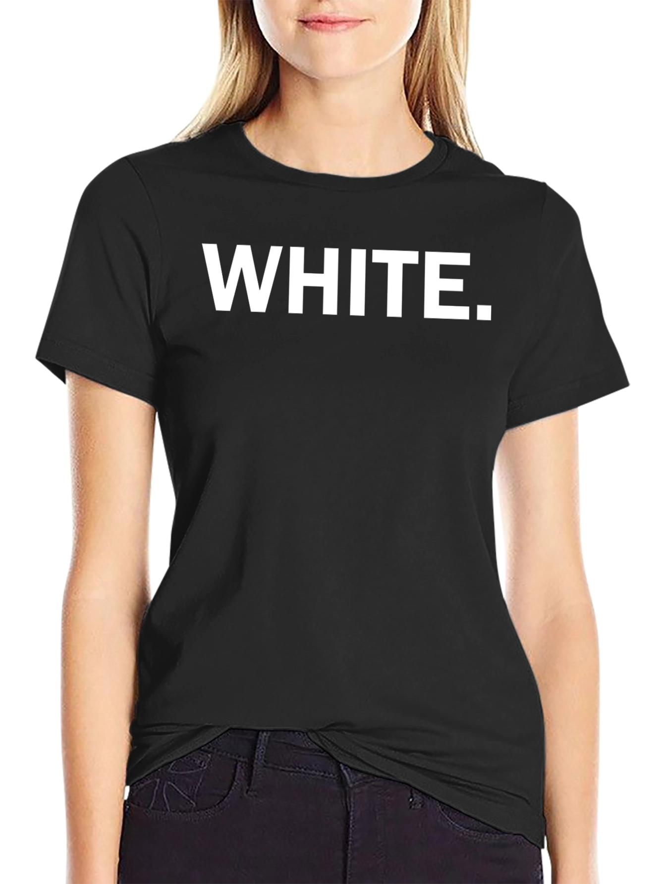 Black Bold White Text Black T-Shirt view 2
