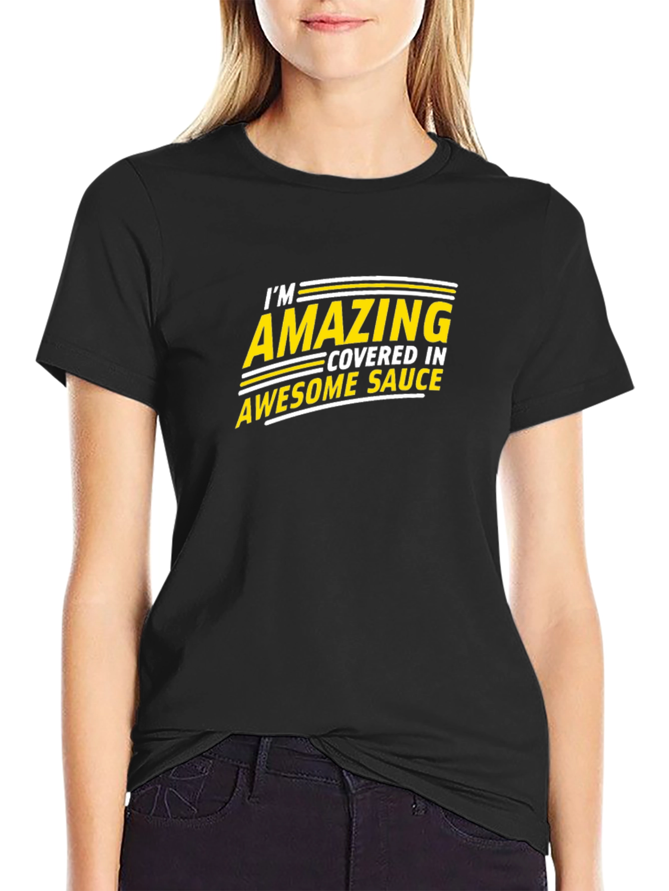 Black Amazing Sauce Graphic Tee - Black Cotton Blend view 2