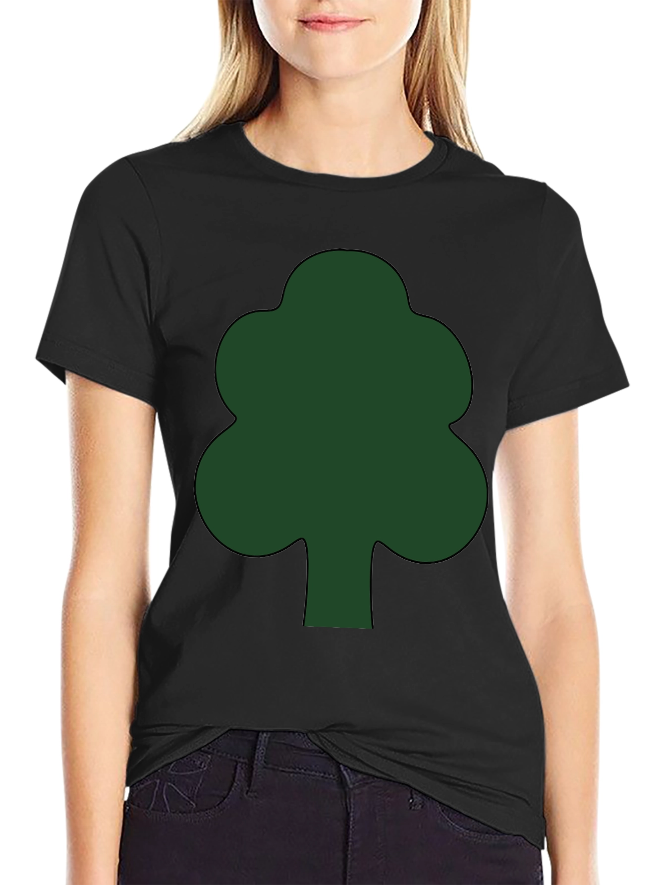 Black Green Tree Graphic Black T-Shirt view 2
