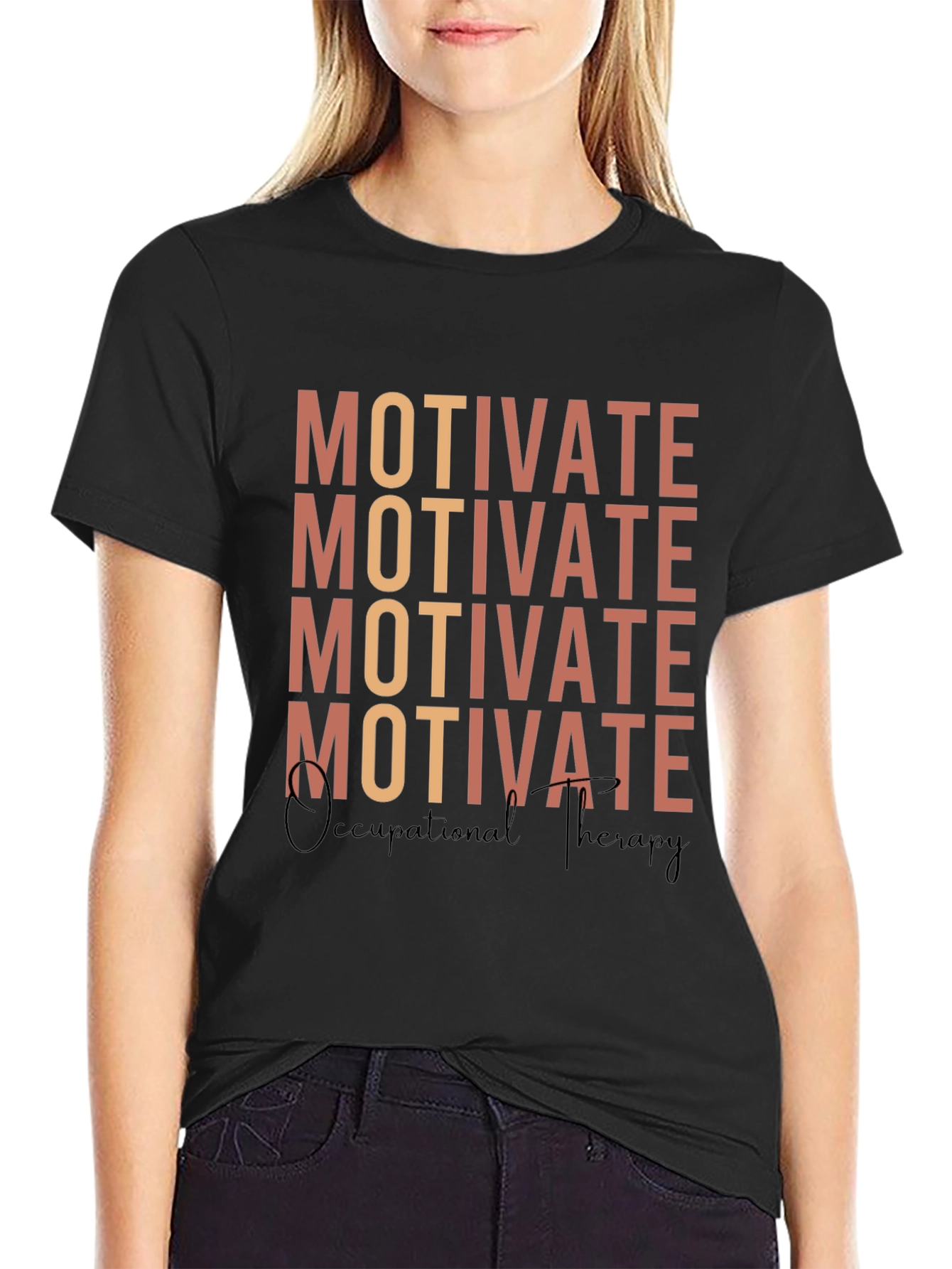 Black Motivate Occupational Therapy Graphic Tee view 2