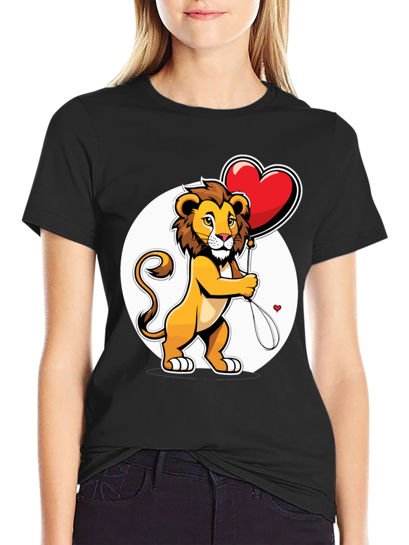 Black Lion Love Heart Balloon Graphic Tee view 2