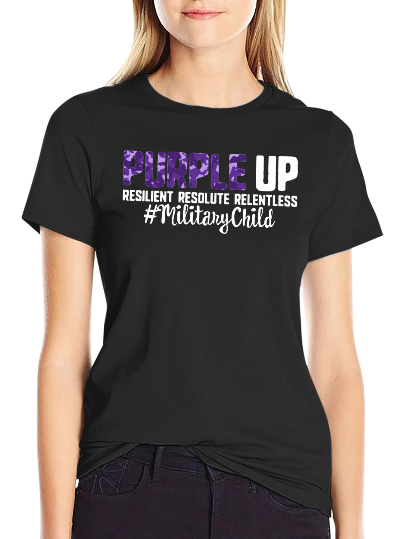 Black Purple Up Military Child T-Shirt view 2