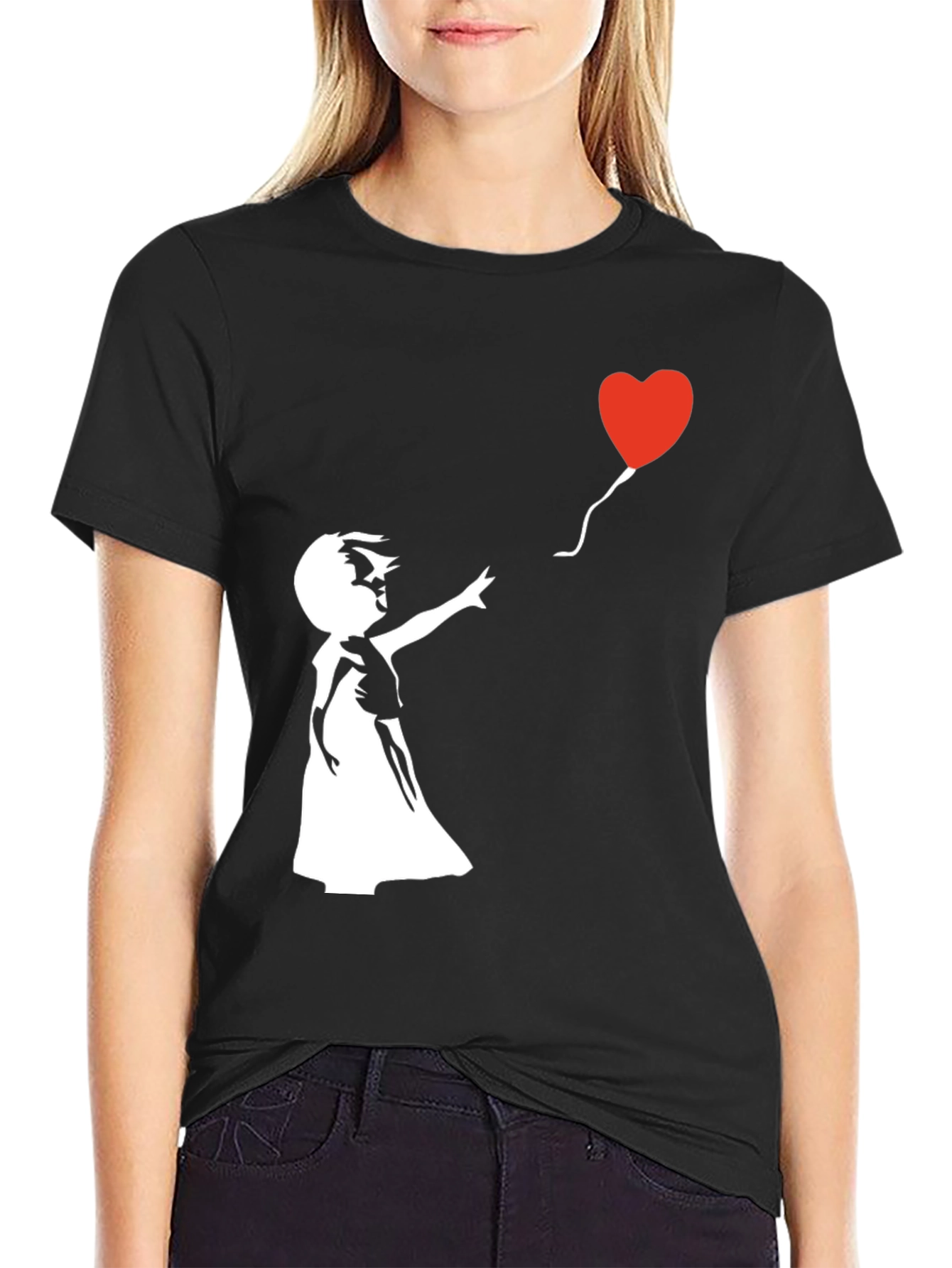 Black Heart Balloon Graphic Tee - Stylish Streetwear view 2
