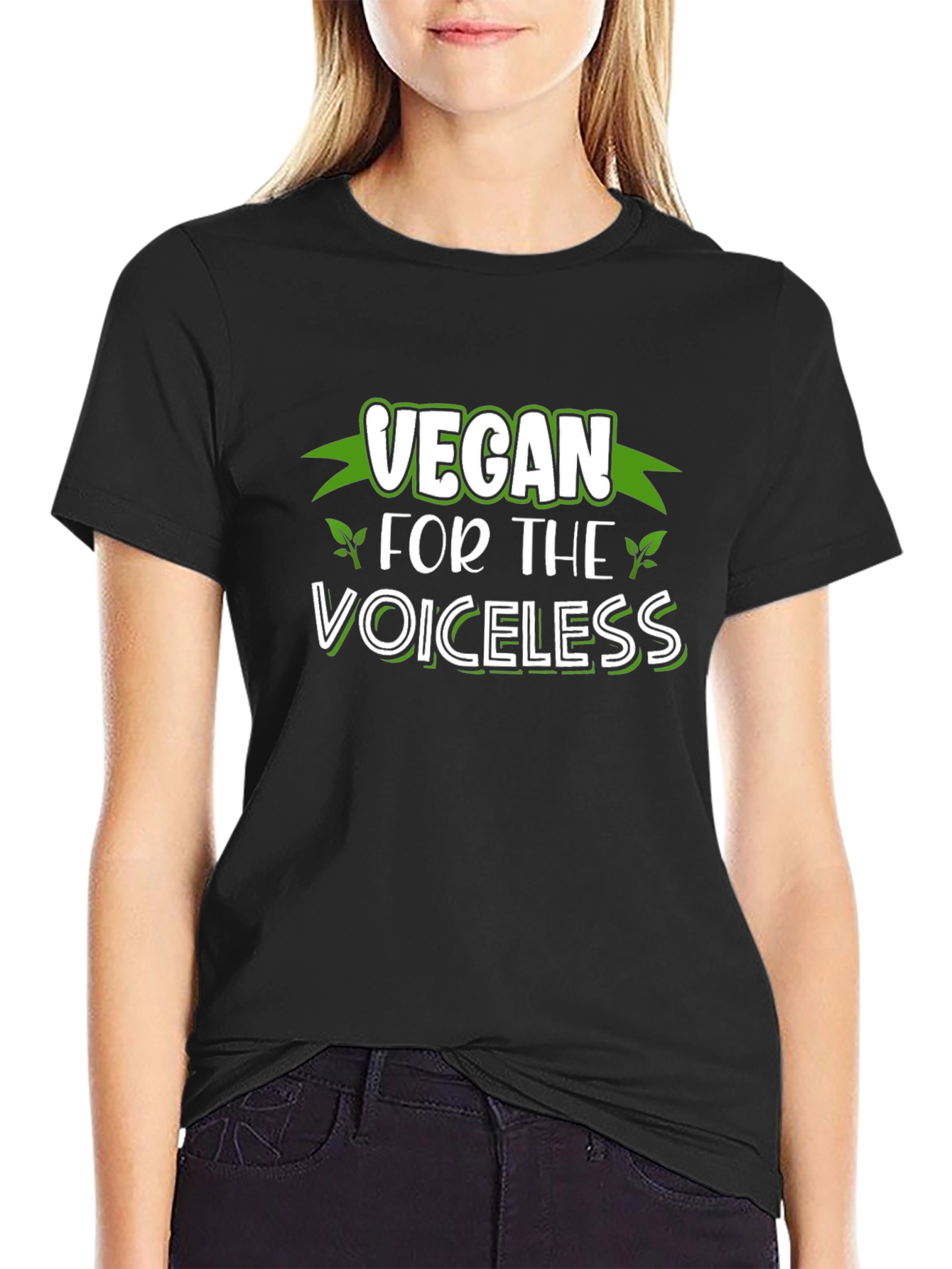 Black Vegan for the Voiceless Black T-Shirt view 2