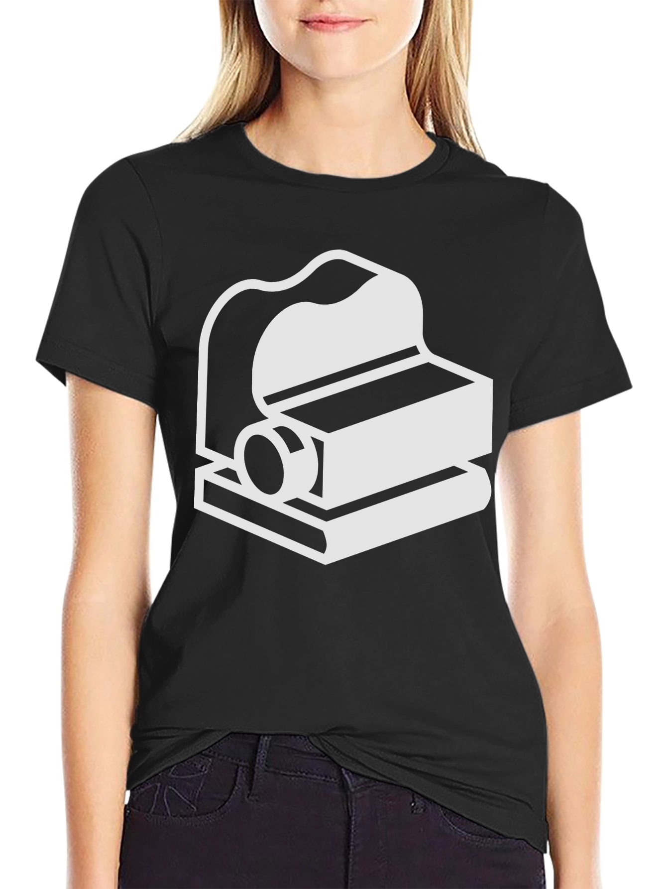Black Abstract Typewriter Graphic T-Shirt view 2