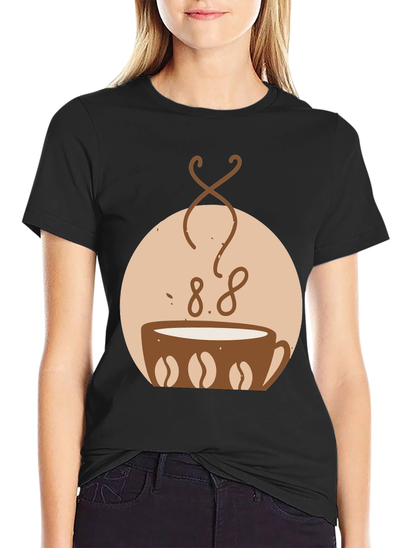 Black Coffee Lover T-Shirt - Coffee Bean Design view 2