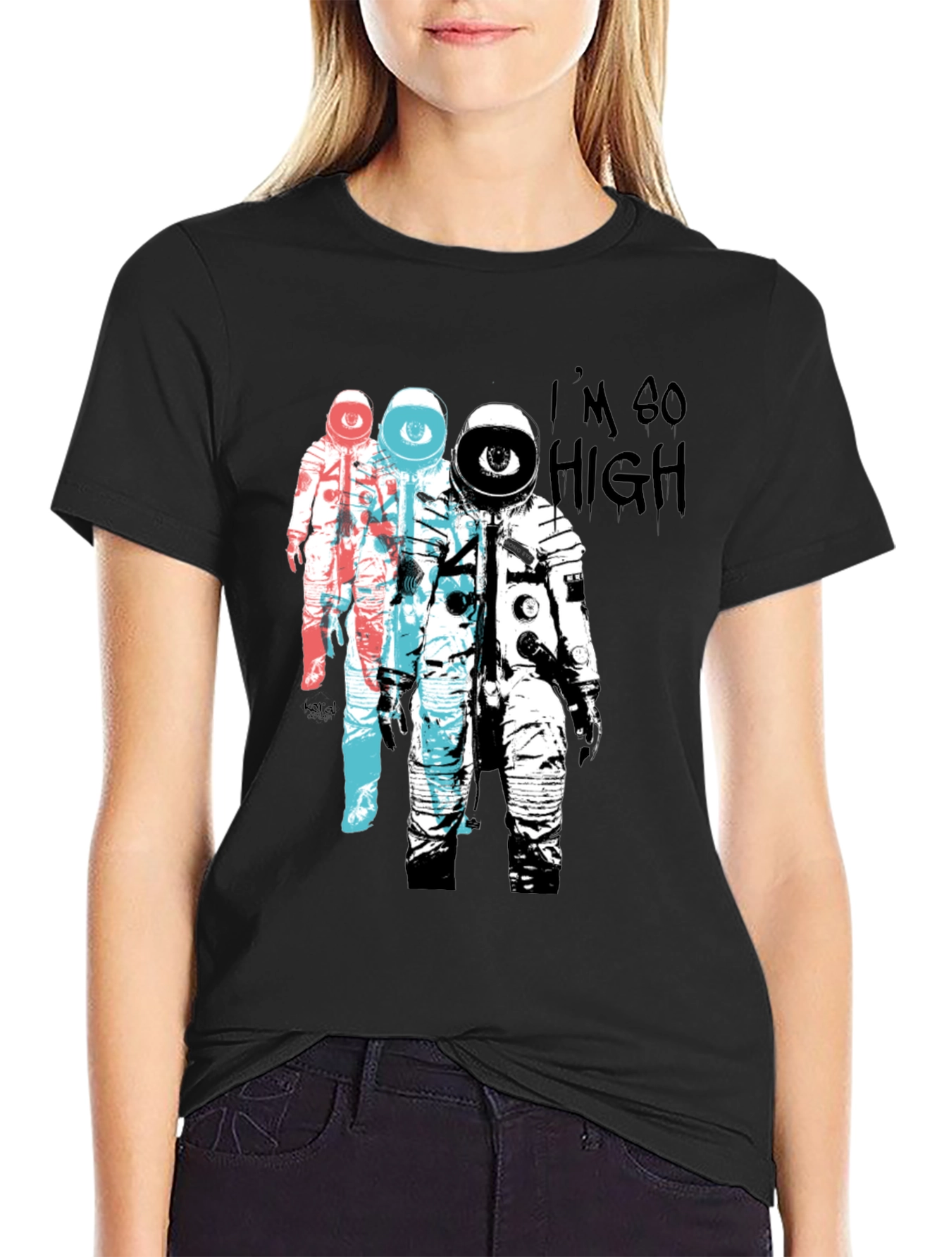 Black Astronaut Eye T-Shirt - I'm So High Graphic Tee view 2