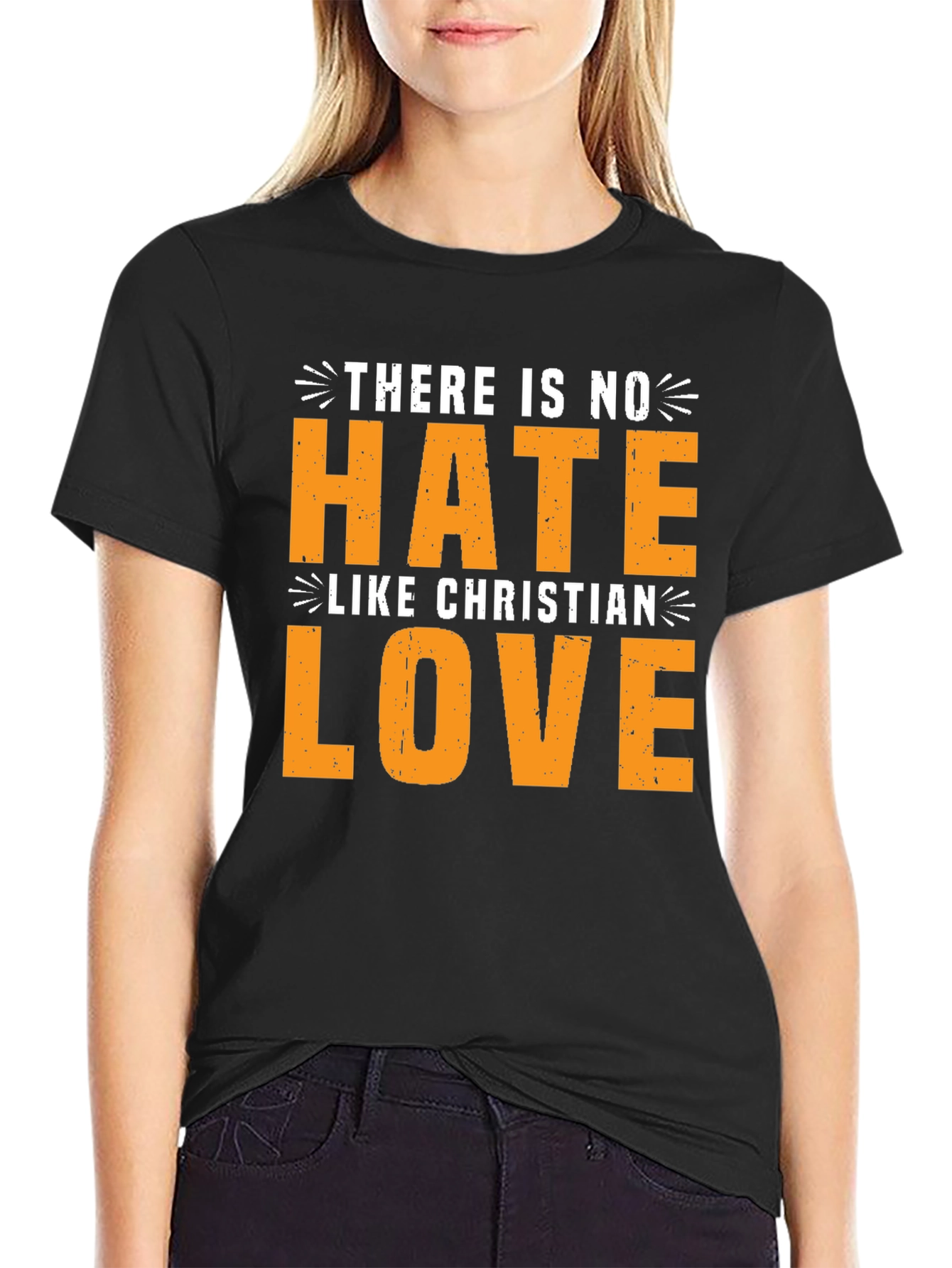 Black Christian Love Graphic Tee - Unisex Black T-Shirt view 2
