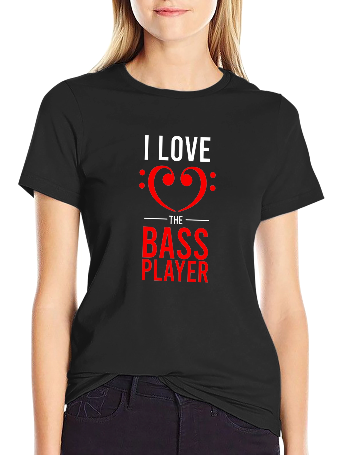 Black I Love the Bass Player Black T-Shirt view 2