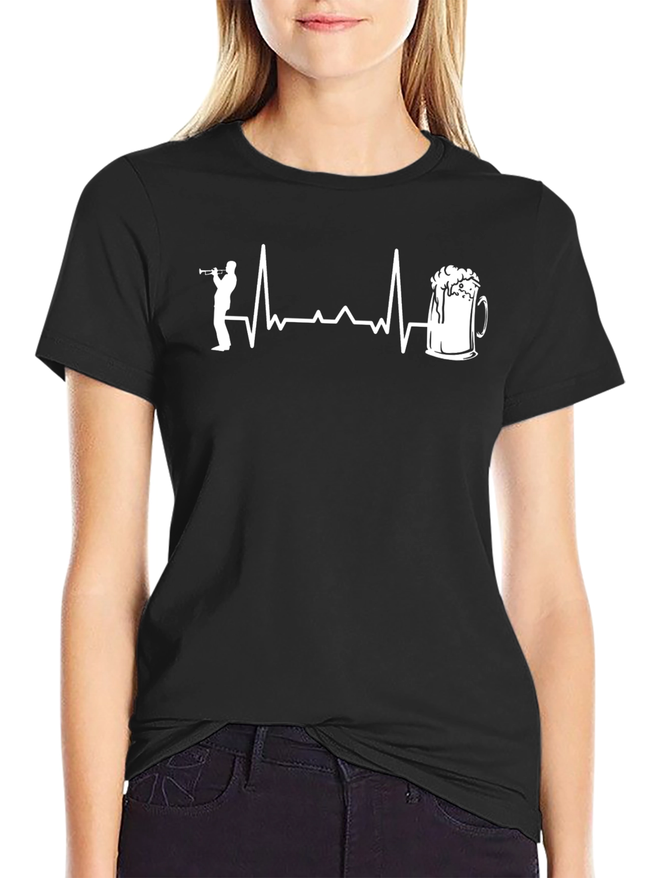 Black Trumpet Beer Heartbeat Graphic Tee view 2