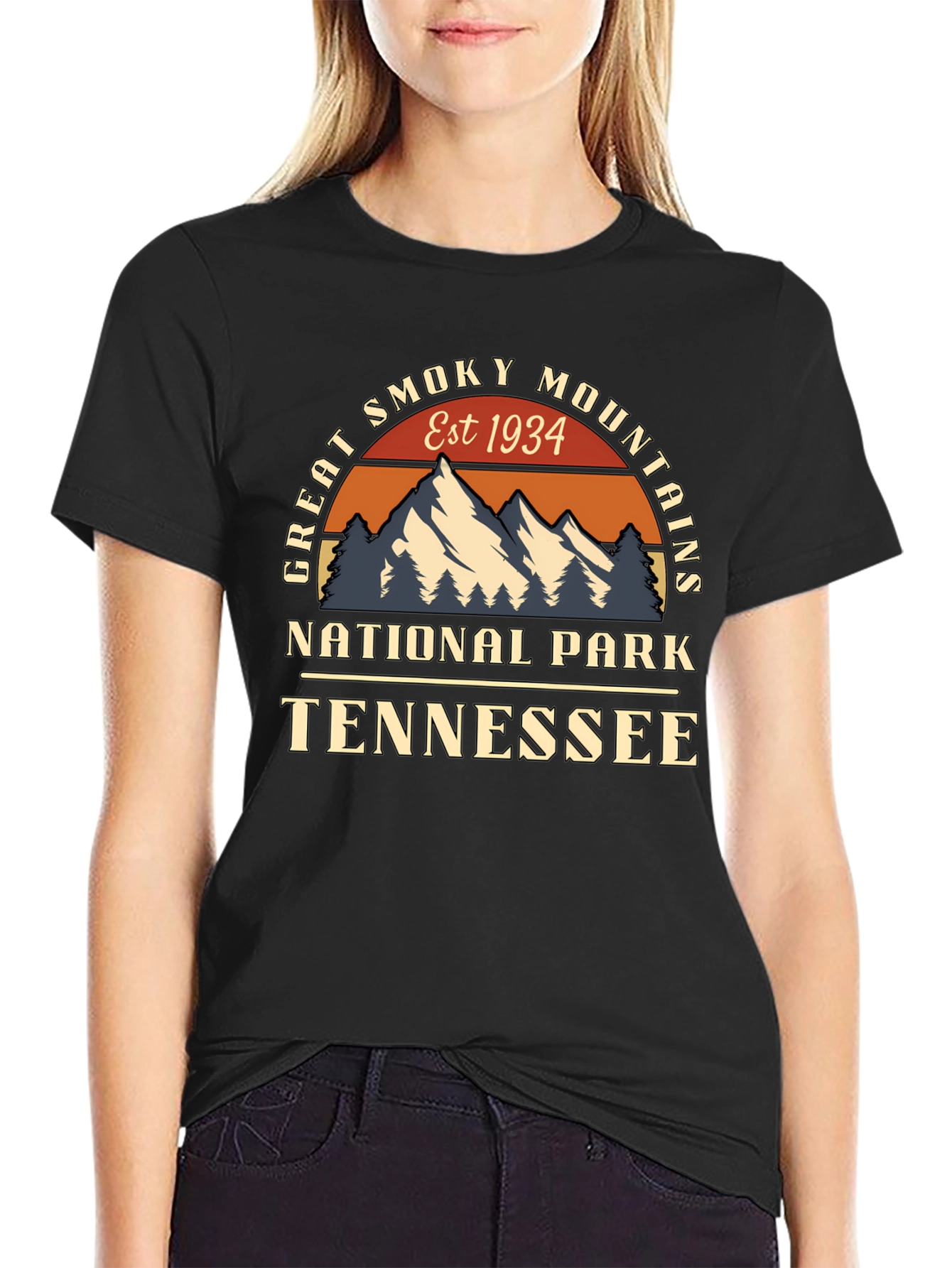 Black Great Smoky Mountains Tee - National Park Tennessee view 2