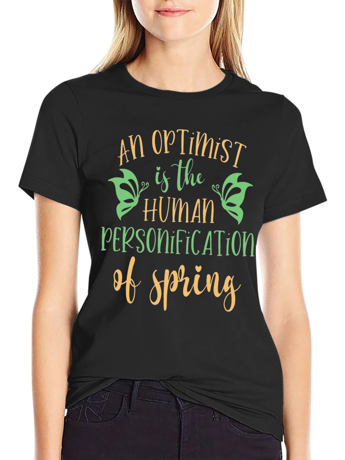 Black Optimist Spring T-Shirt -  Unisex Graphic Tee view 2