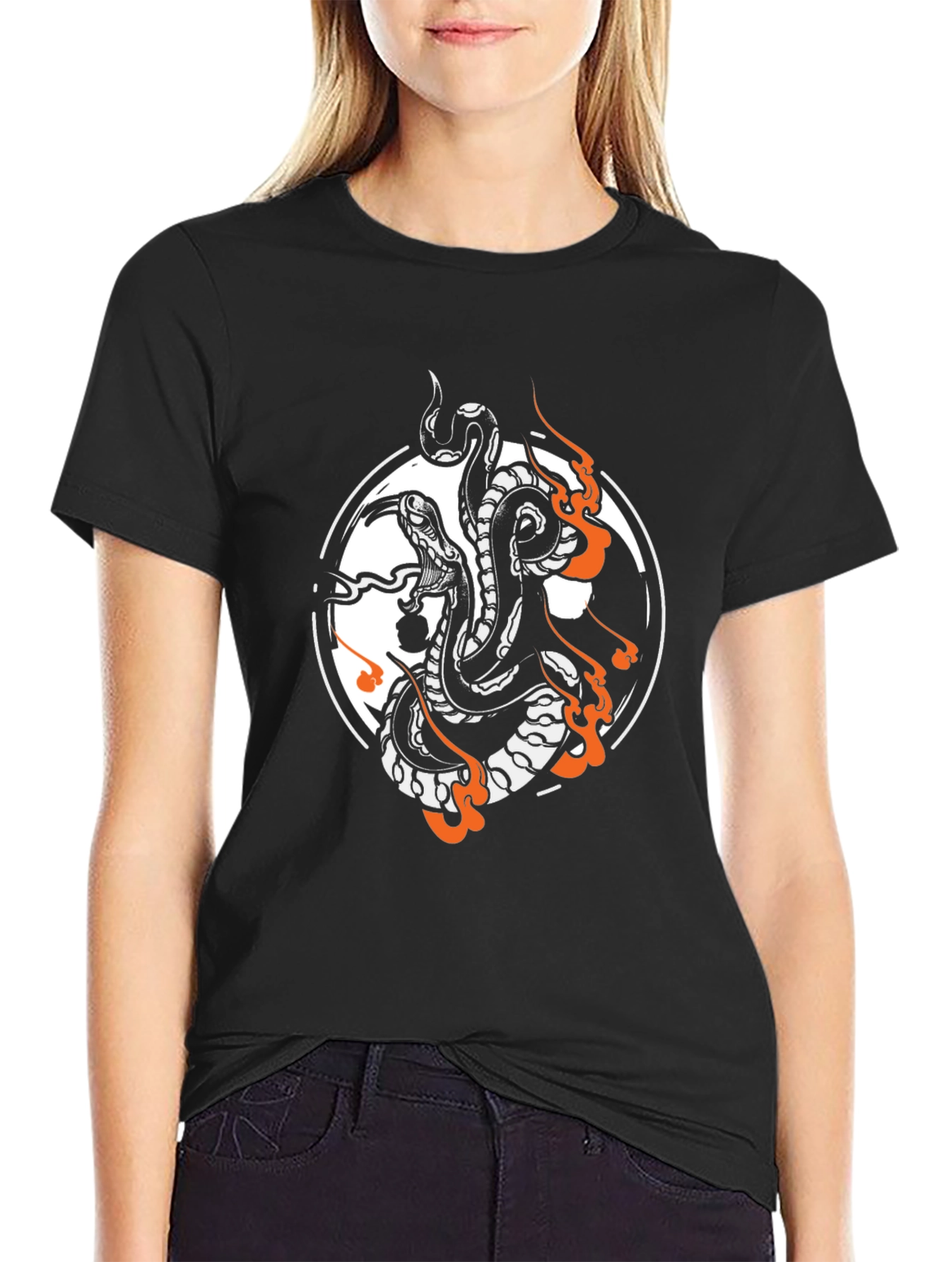 Black Snake Tattoo Graphic Tee - Black Cotton Blend view 2