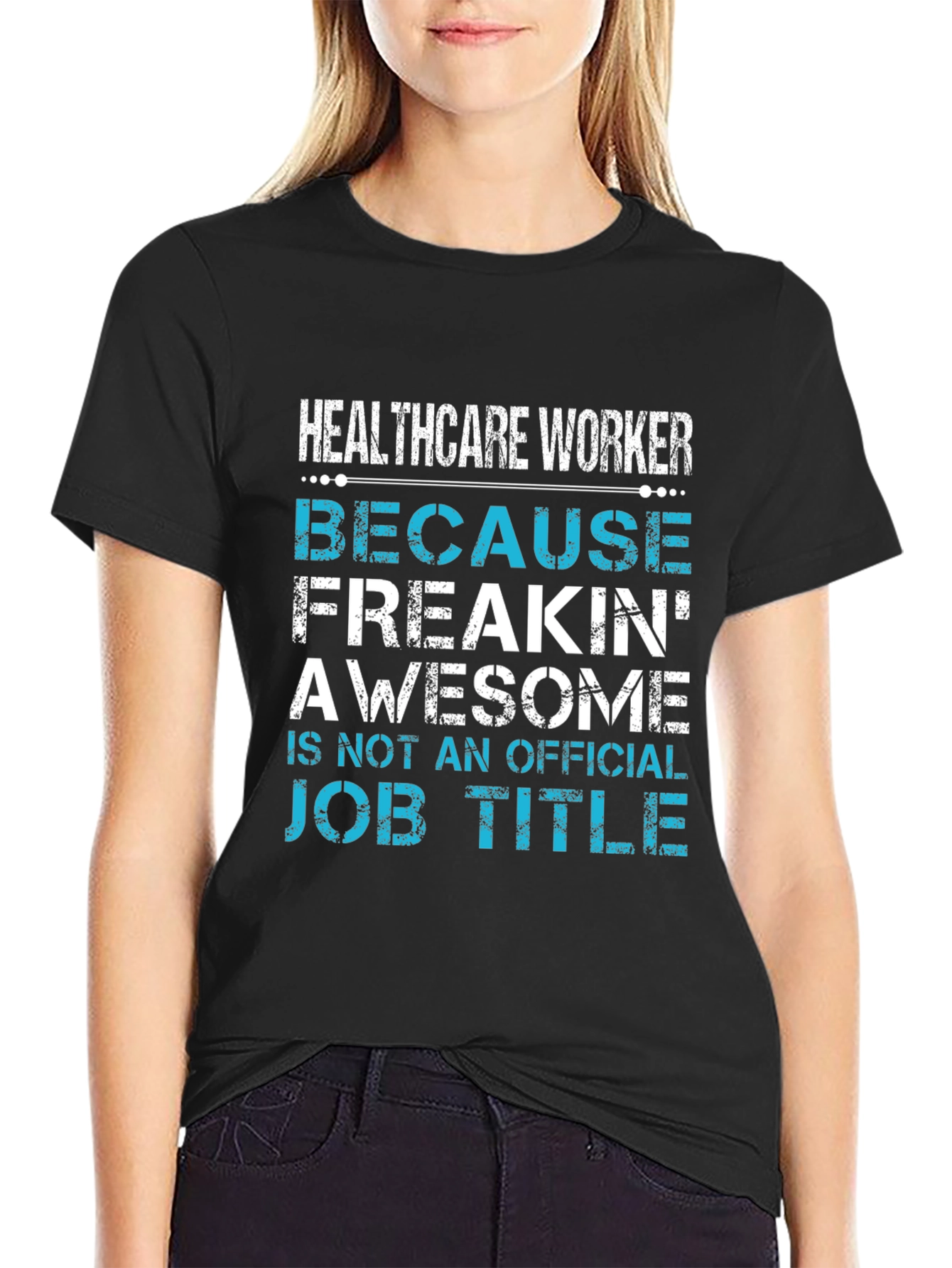 Black Healthcare Worker Awesome Job Title T-Shirt view 2