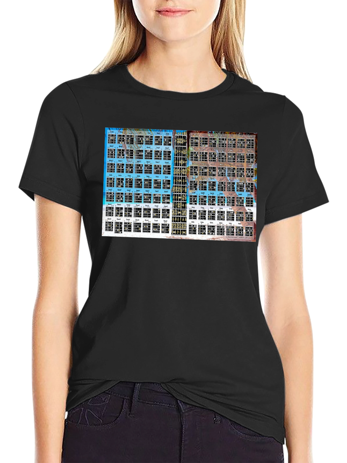 Black Guitar Chord Chart T-Shirt - Black view 2