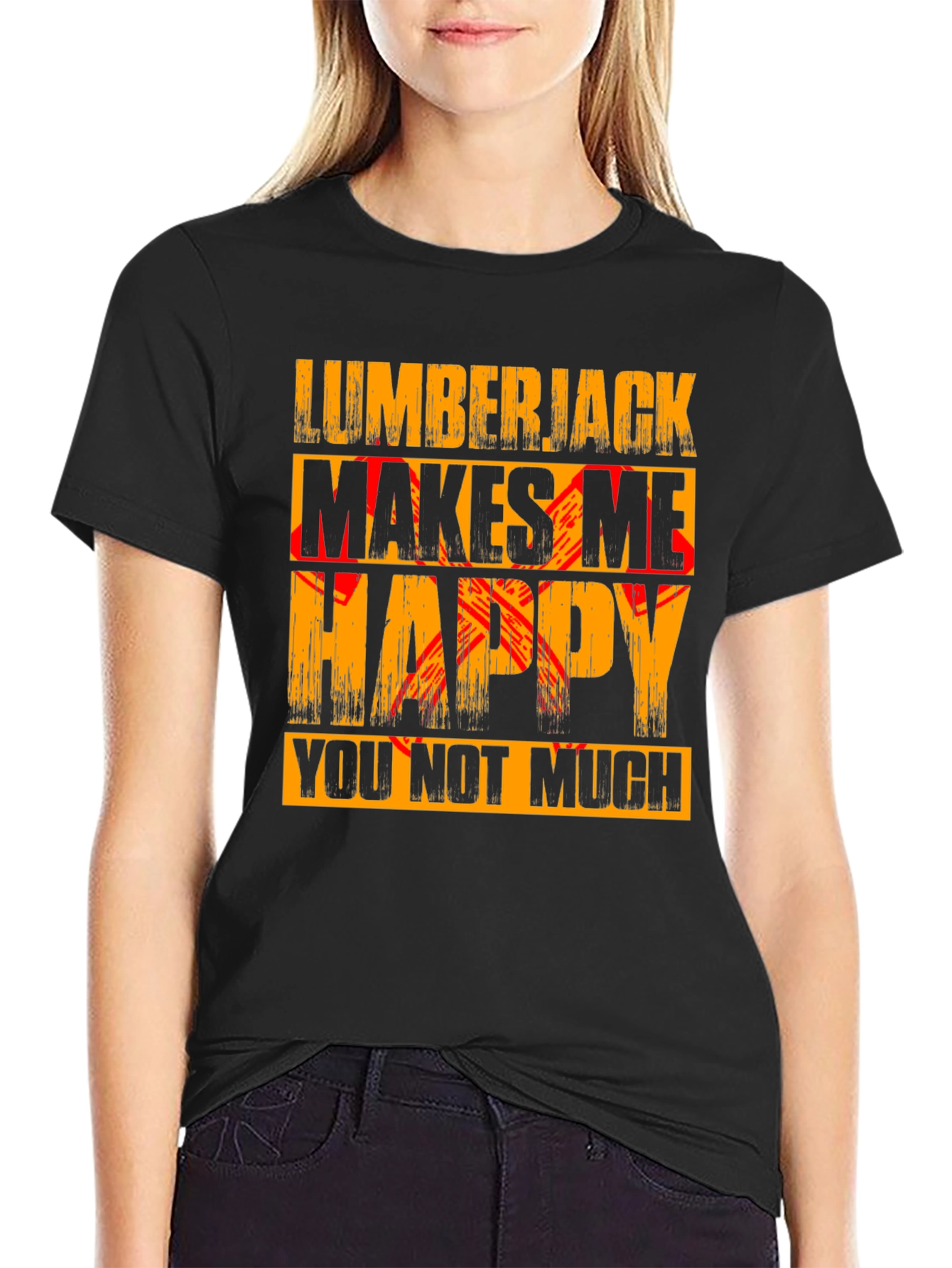 Black Lumberjack Makes Me Happy Graphic Tee view 2
