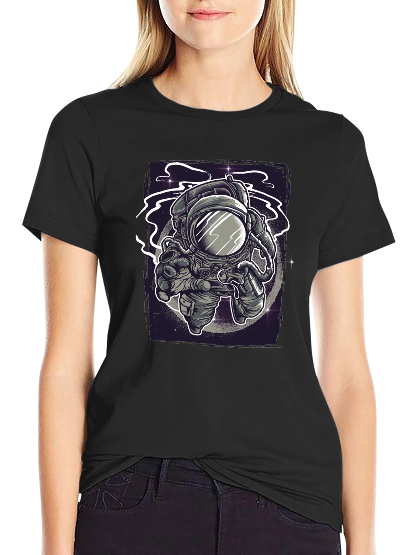Black Astronaut Graphic Tee - Space Exploration T-Shirt view 2