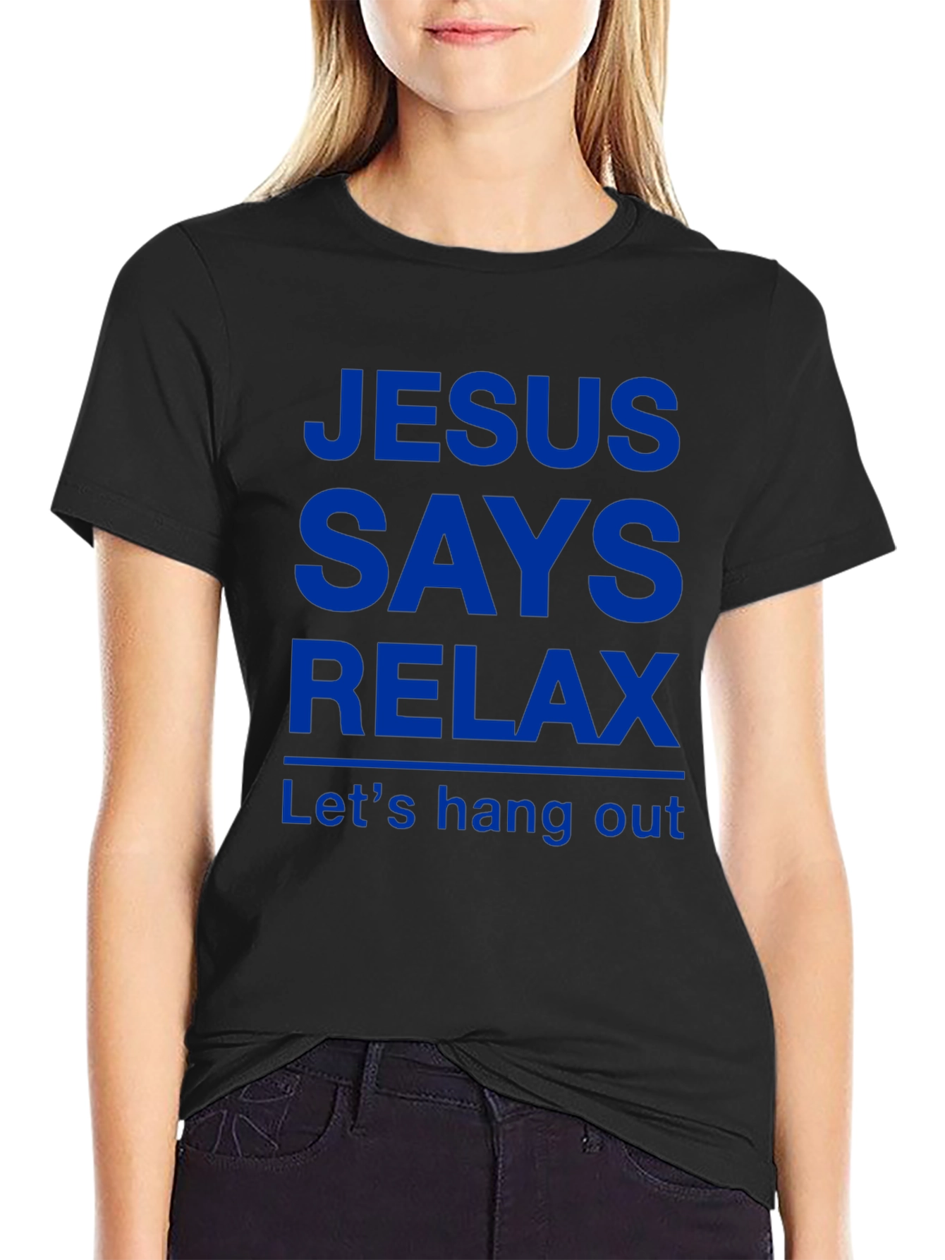 Black Jesus Says Relax T-Shirt - Funny Graphic Tee view 2