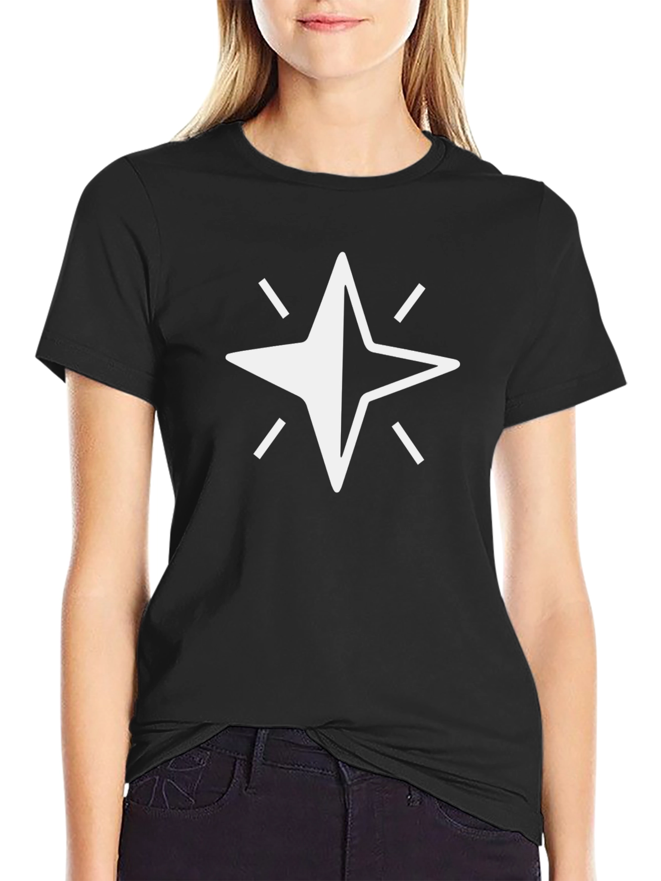 Black Star Graphic Black Cotton T-Shirt view 2