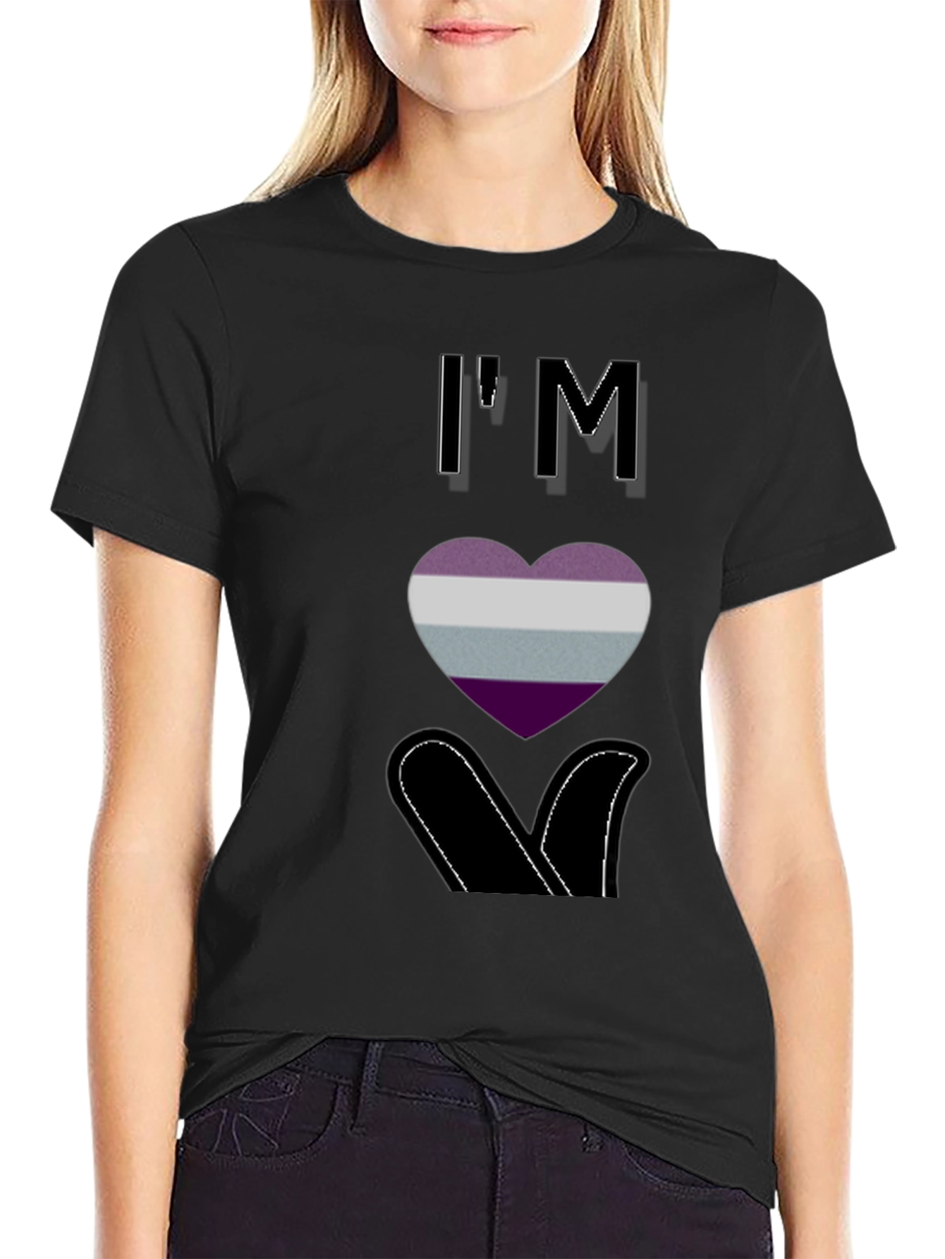 Black Asexual Pride T-Shirt - I'm Ace Heart Design view 2