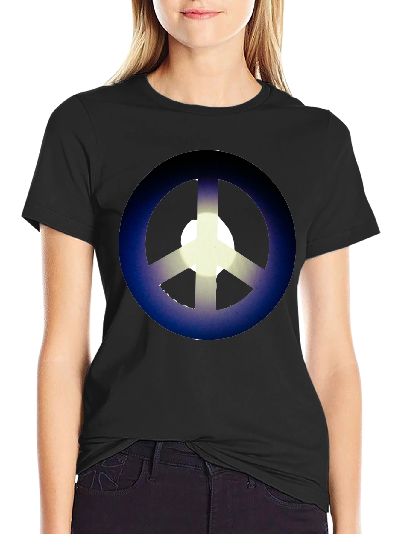 Black Peace Sign Graphic T-Shirt - Black view 2