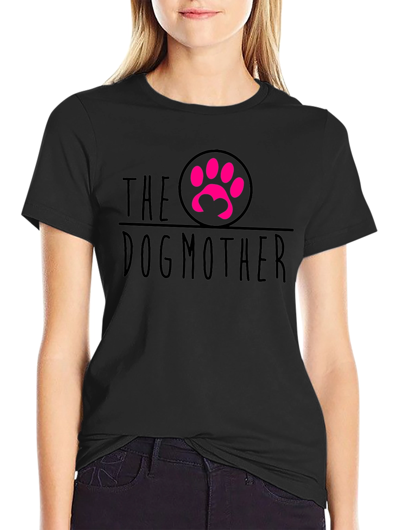 Black The Dog Mother Tee - Cute Paw Print Design view 2