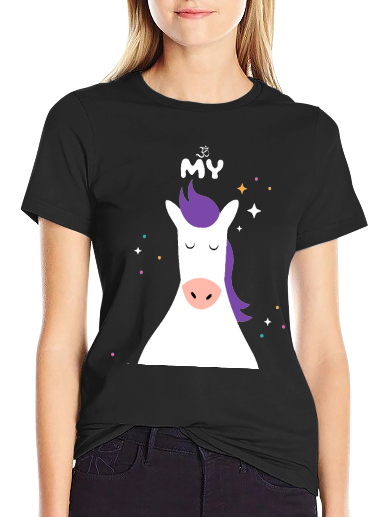 Black Unicorn Graphic Tee - Black Cotton Blend view 2