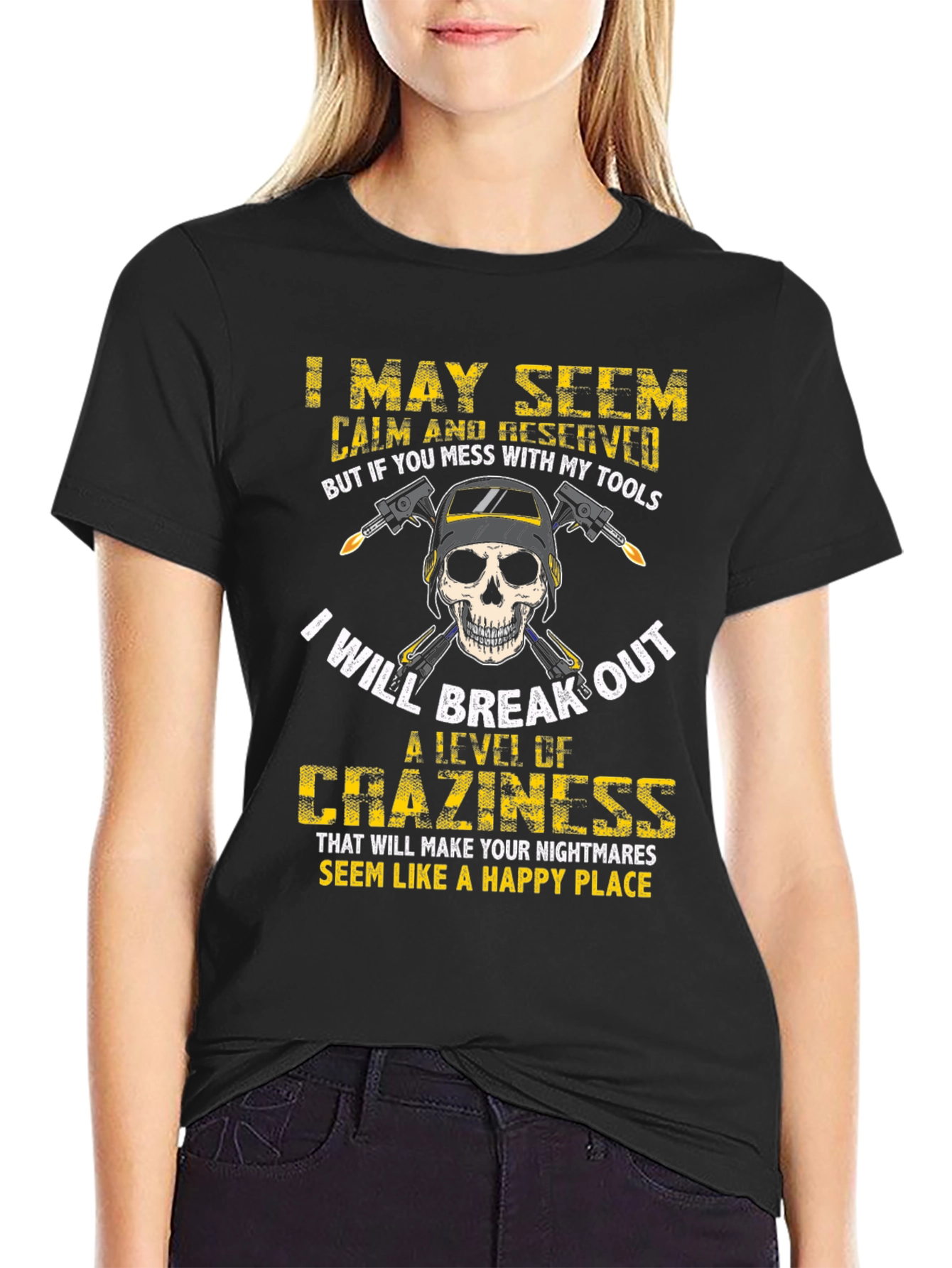 Black Welder's Skull T-Shirt: Mess With My Tools! view 2