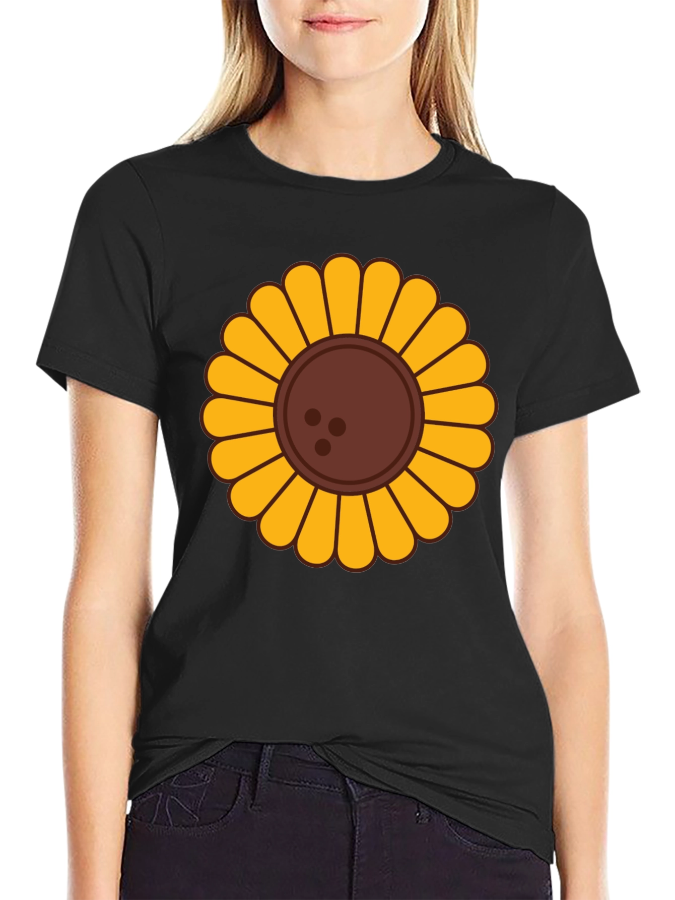Black Sunflower Graphic T-Shirt - Unisex Black Tee view 2
