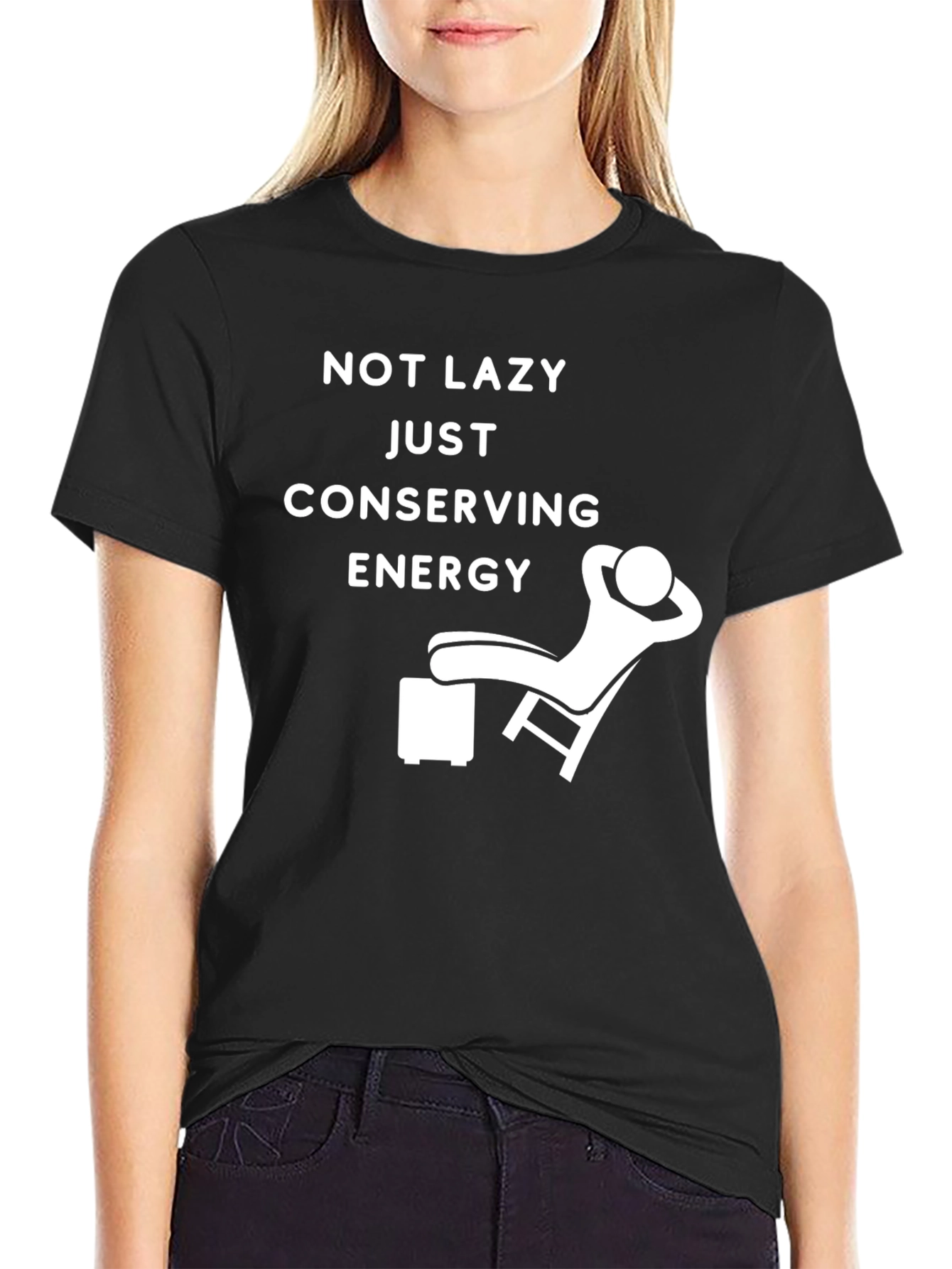 Black Conserving Energy Graphic Tee - Relaxed Fit Black T-Shirt view 2