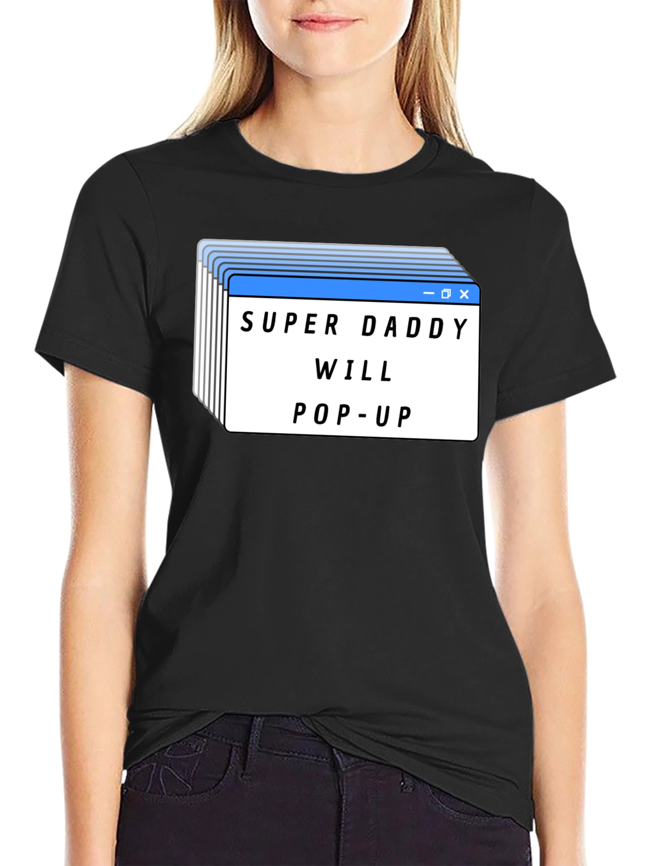 Black Super Daddy Will Pop-Up Black T-Shirt view 2