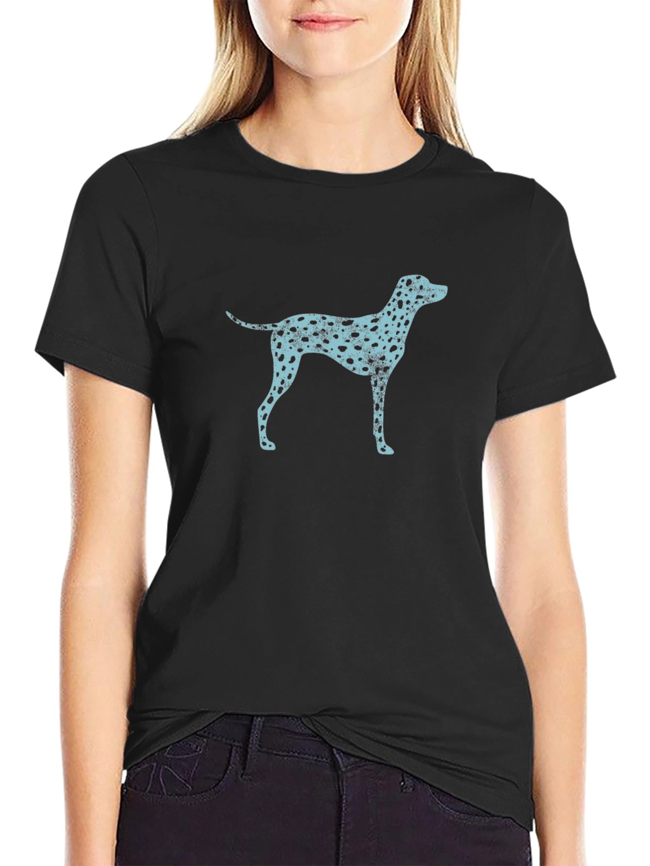 Black Dog Print Men's T-Shirt - Casual Wear view 2
