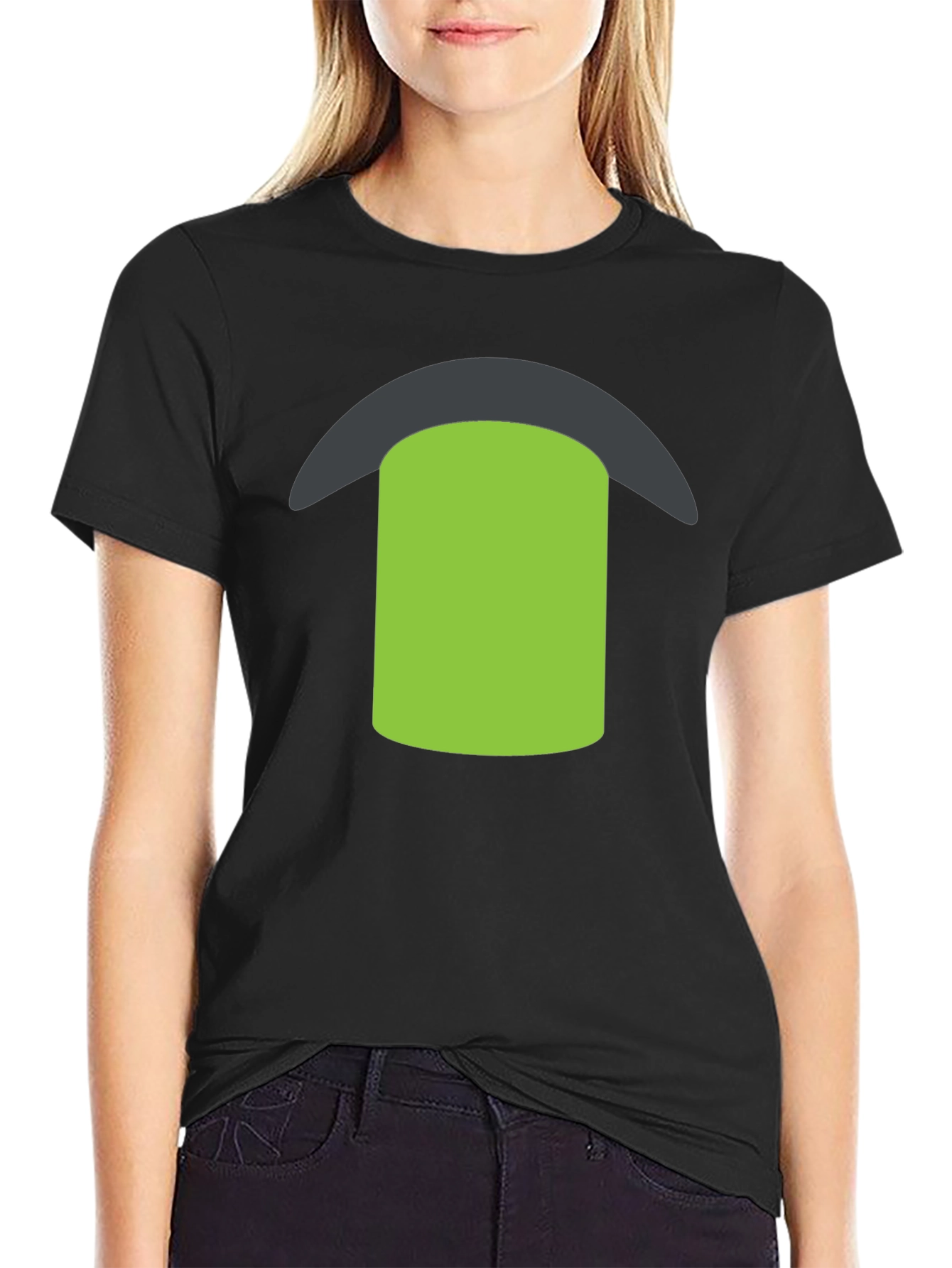 Black Black Tee with Green & Gray Graphic view 2