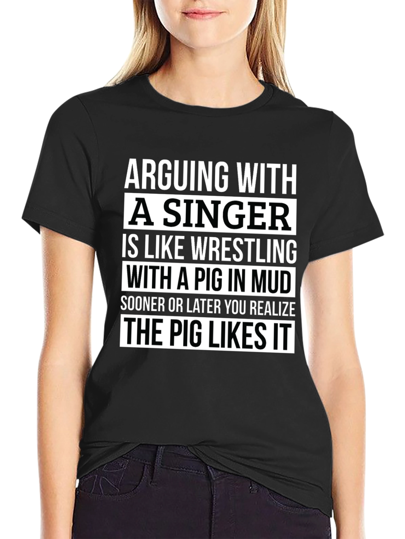 Black Arguing with a Singer T-Shirt - Funny Musician Tee view 2