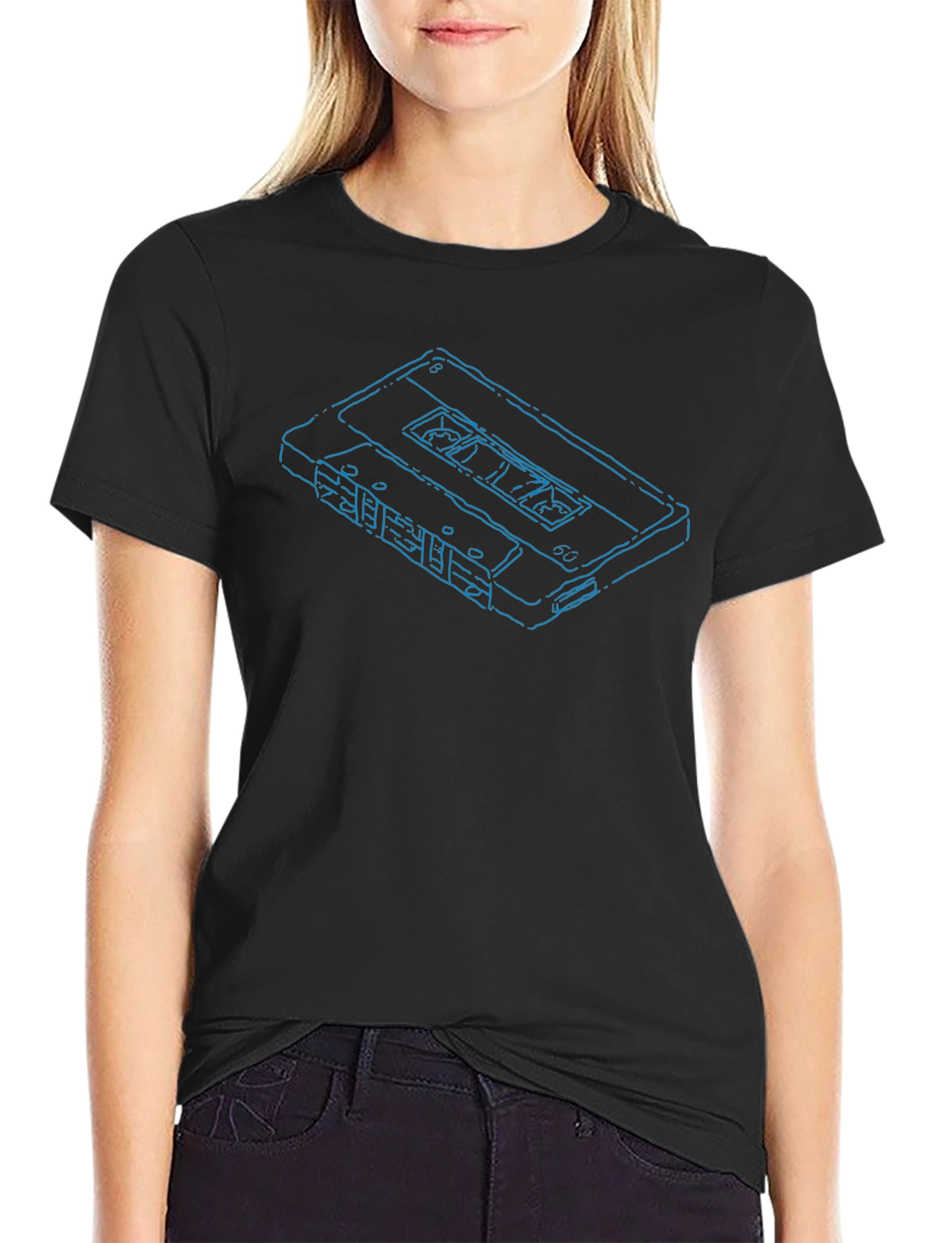Black Retro Cassette Tape Graphic Tee - Black view 2