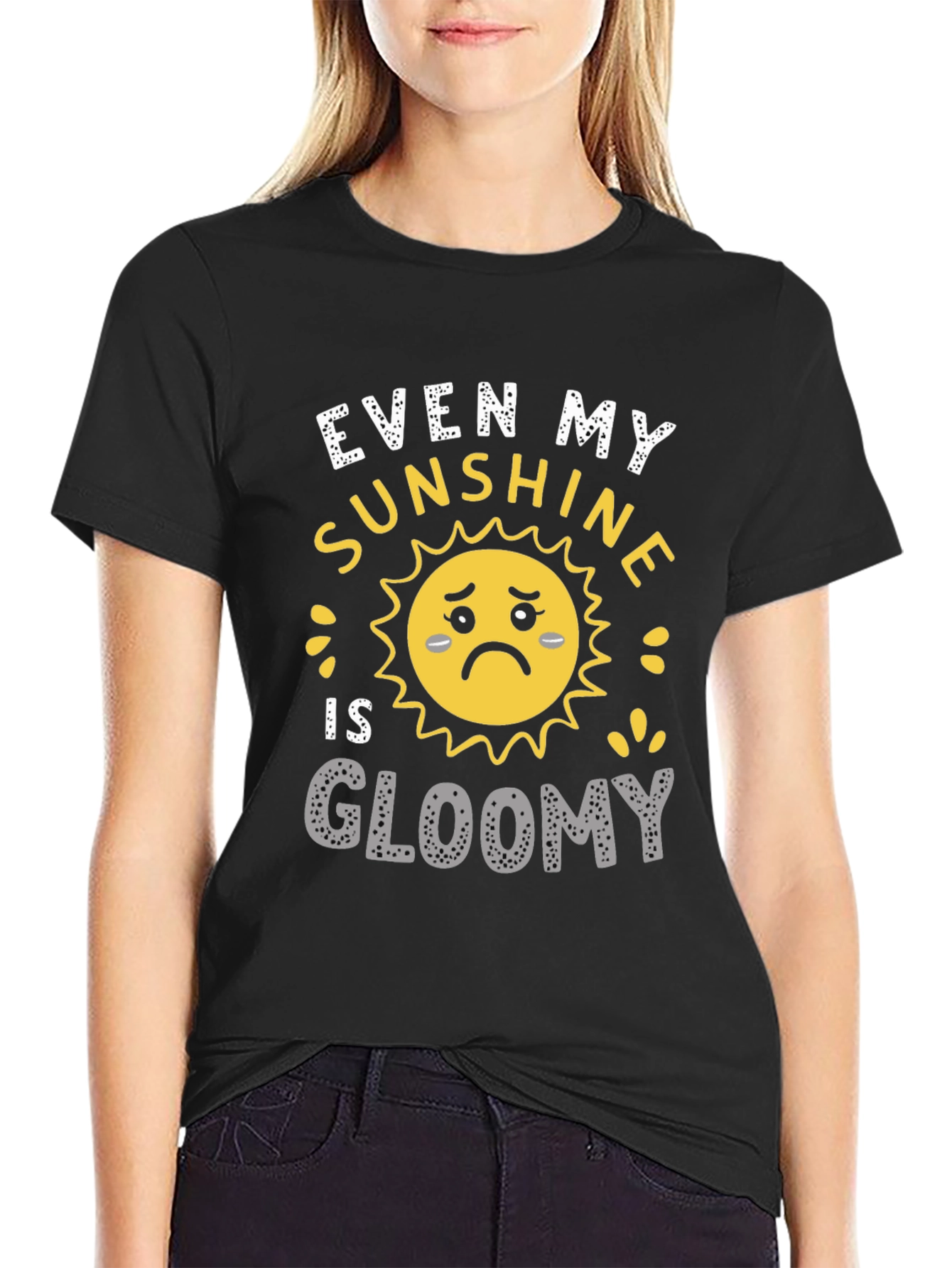 Black Gloomy Sunshine Graphic T-Shirt - Unisex Casual Tee view 2