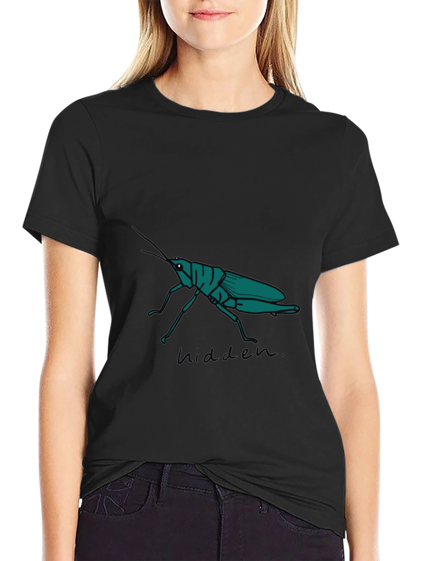 Black Grasshopper Graphic Tee - Hidden Nature Design view 2
