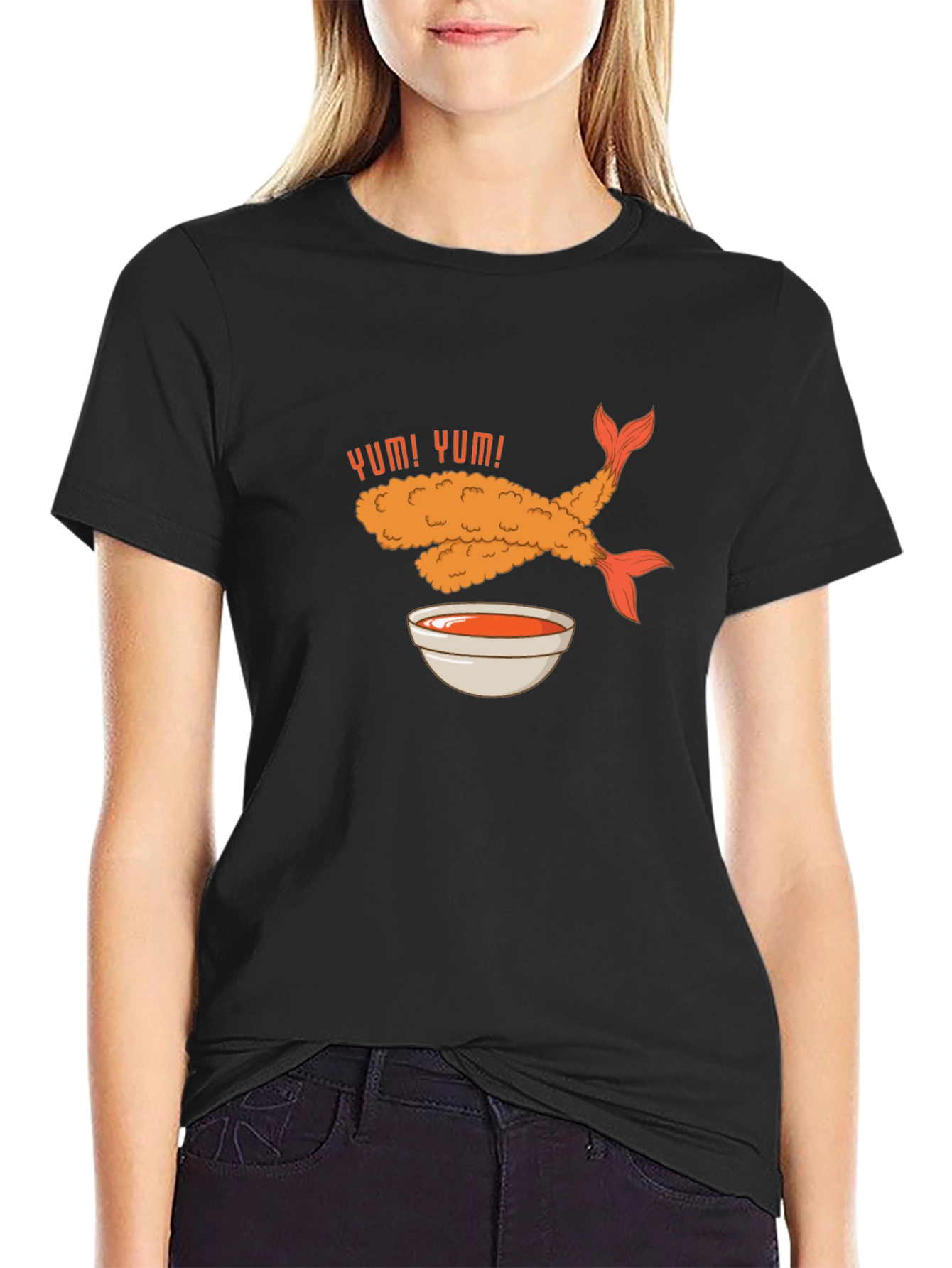 Black Yum! Tempura Shrimp Graphic T-Shirt view 2