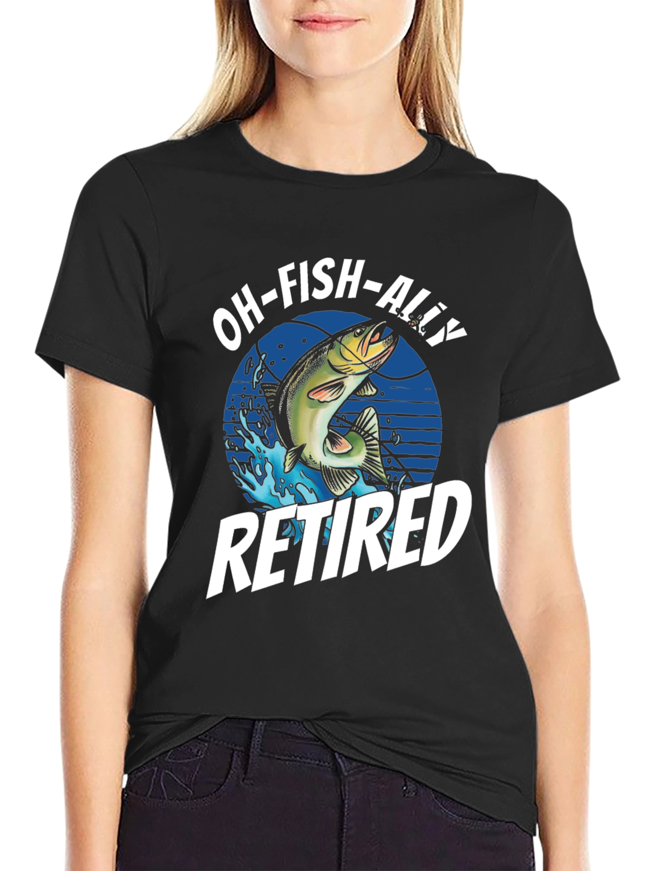 Black Oh-Fish-Ally Retired Men's Black Graphic Tee view 2