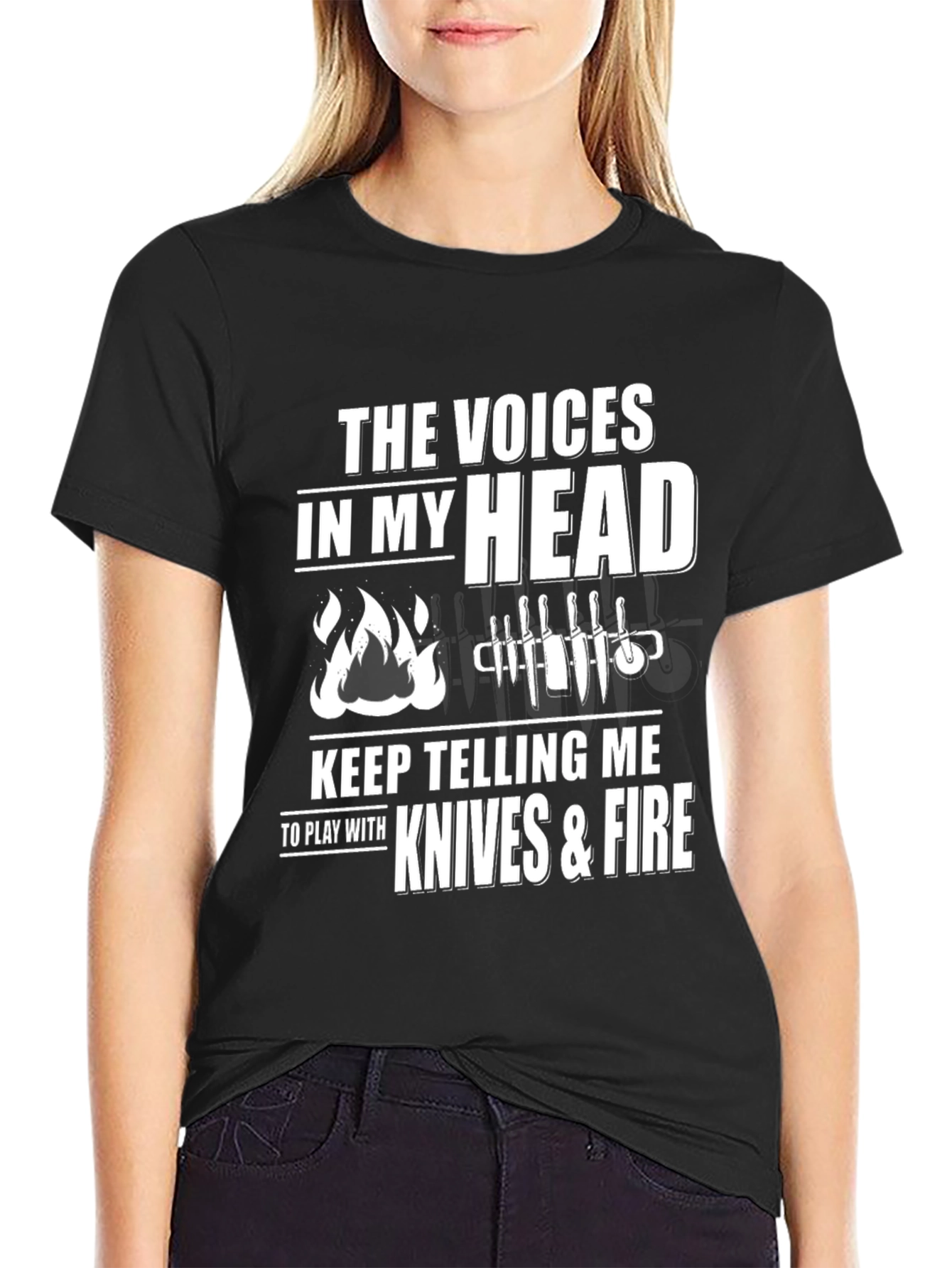 Black Knives & Fire T-Shirt Funny Chef BBQ Grill Gift view 2