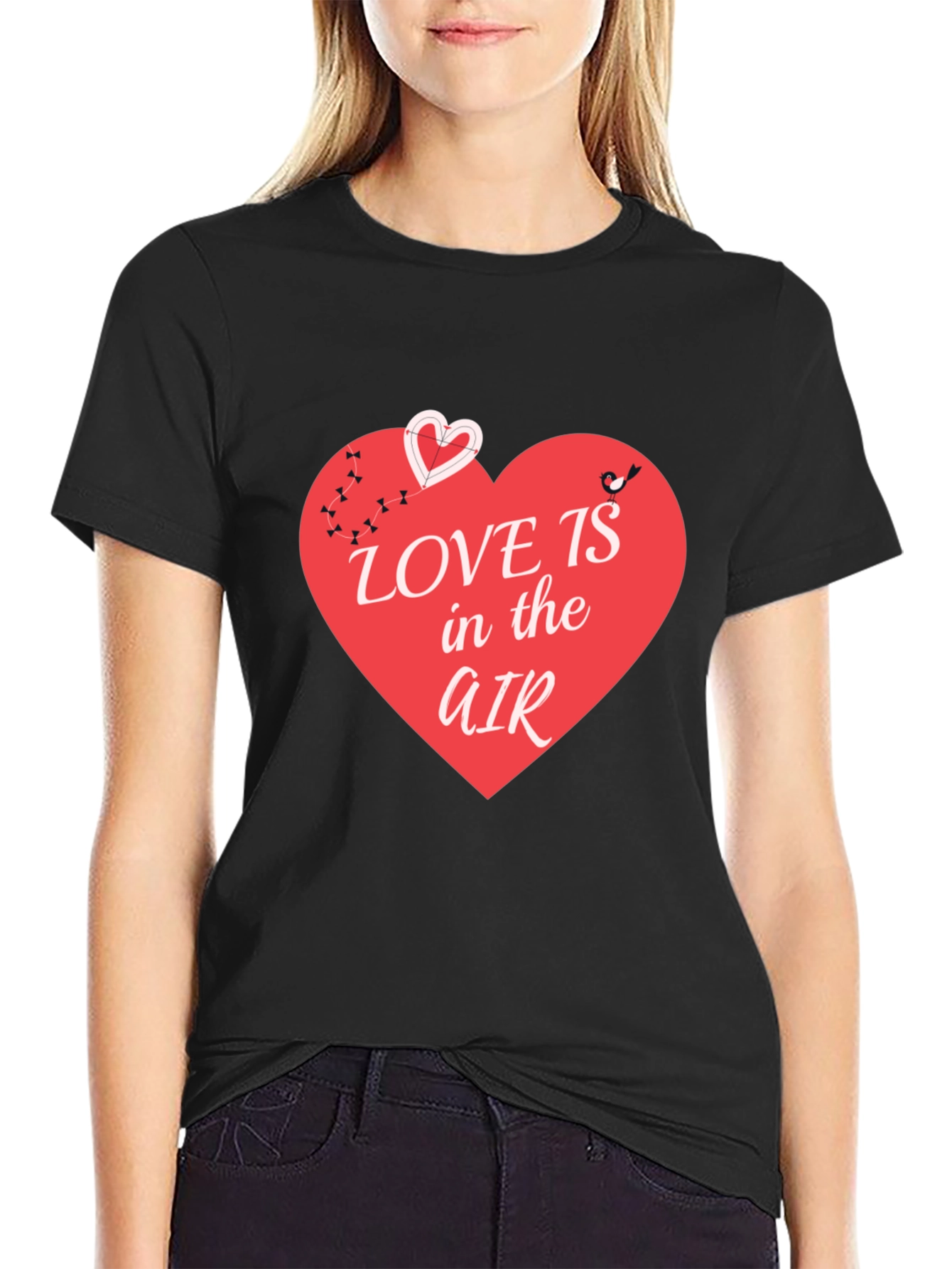 Black Love is in the Air T-Shirt - Graphic Heart Design view 2