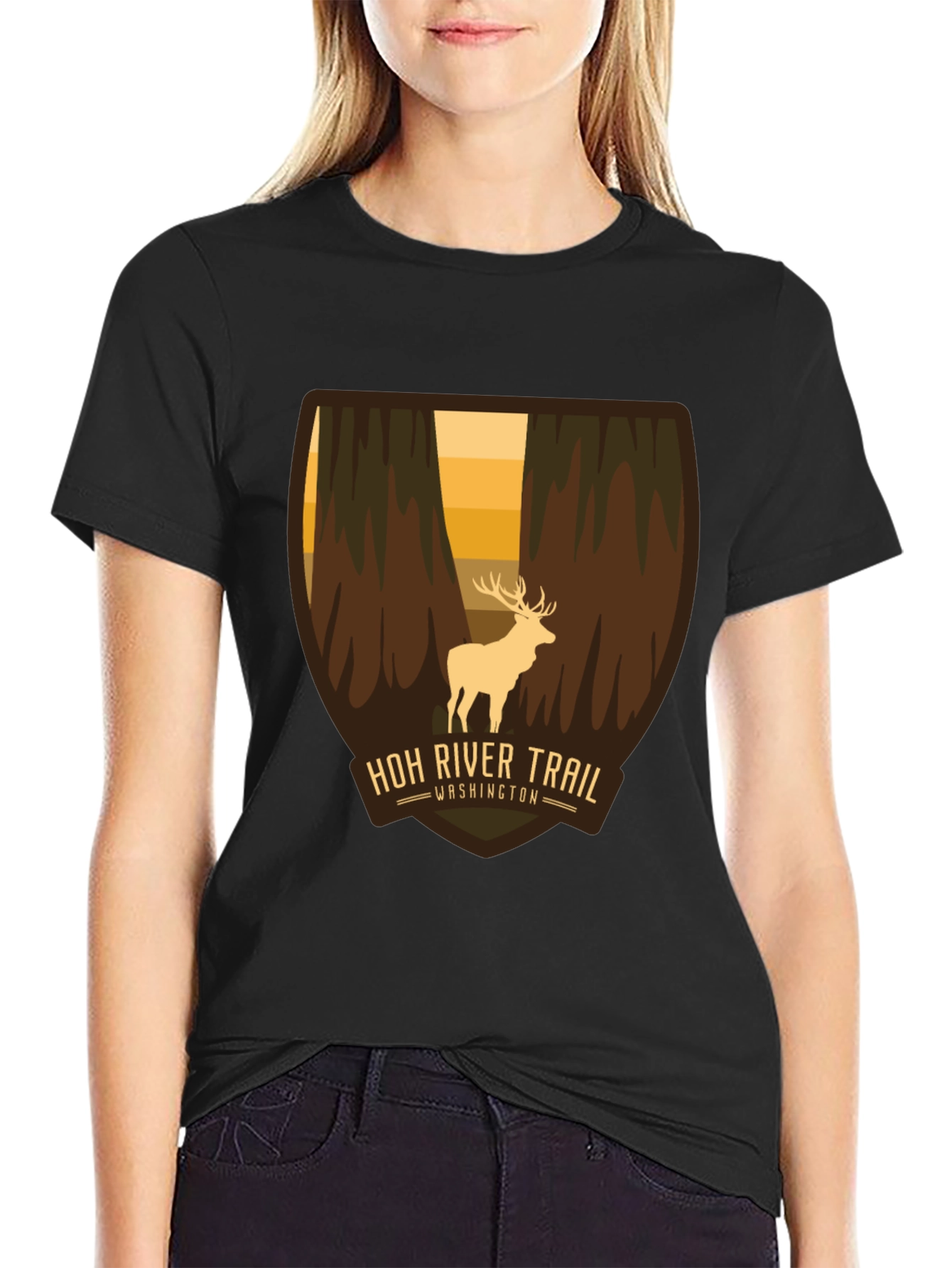 Black Hoh River Trail Washington Graphic Tee view 2