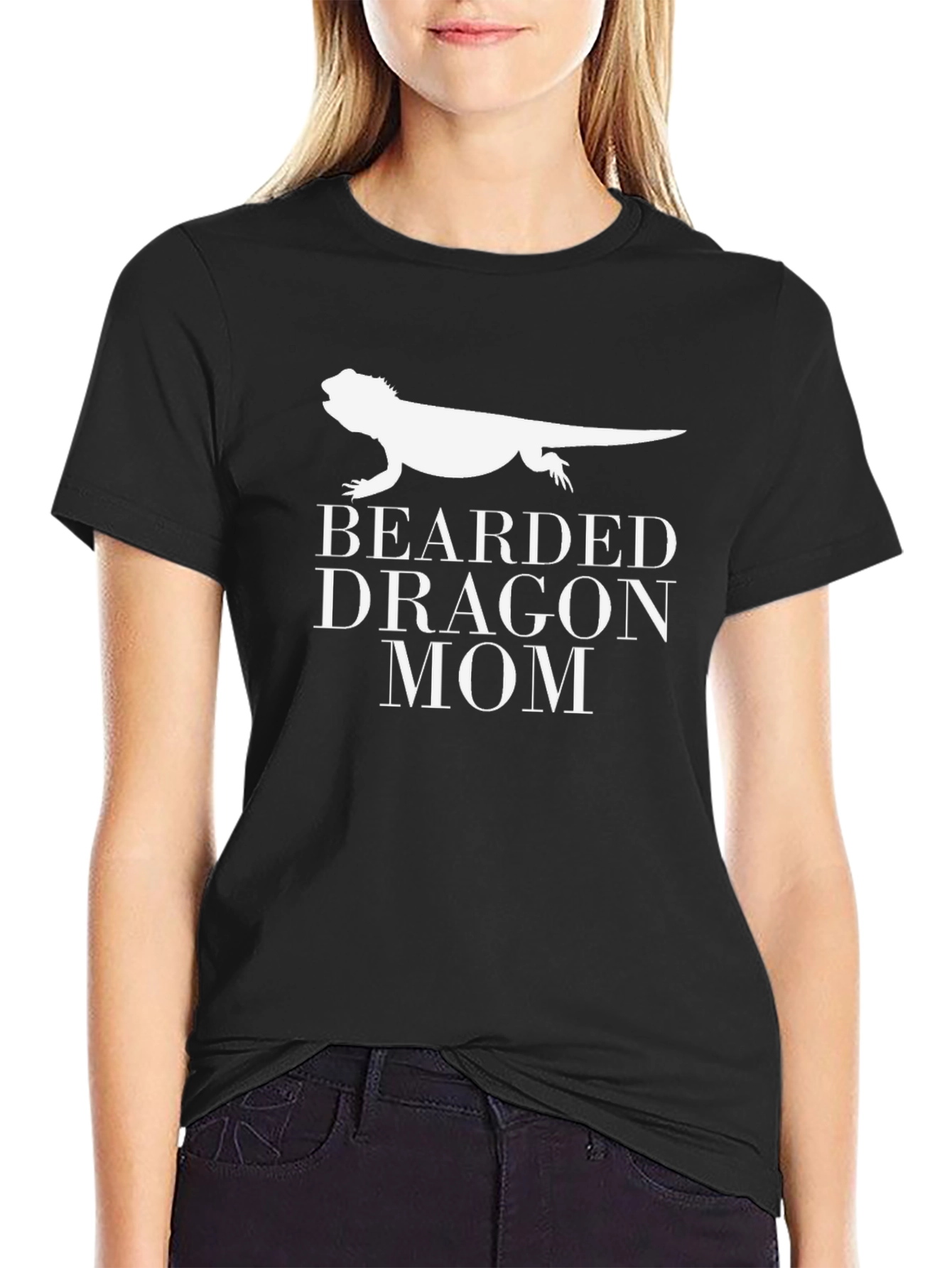 Black Bearded Dragon Mom T-Shirt view 2